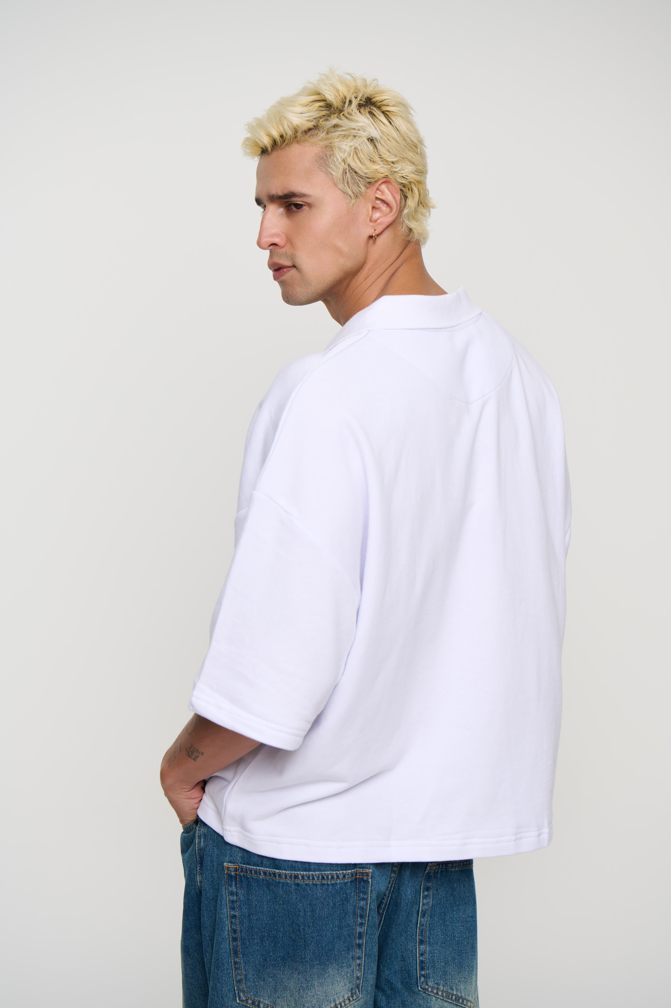 Jersey Crop Polo White