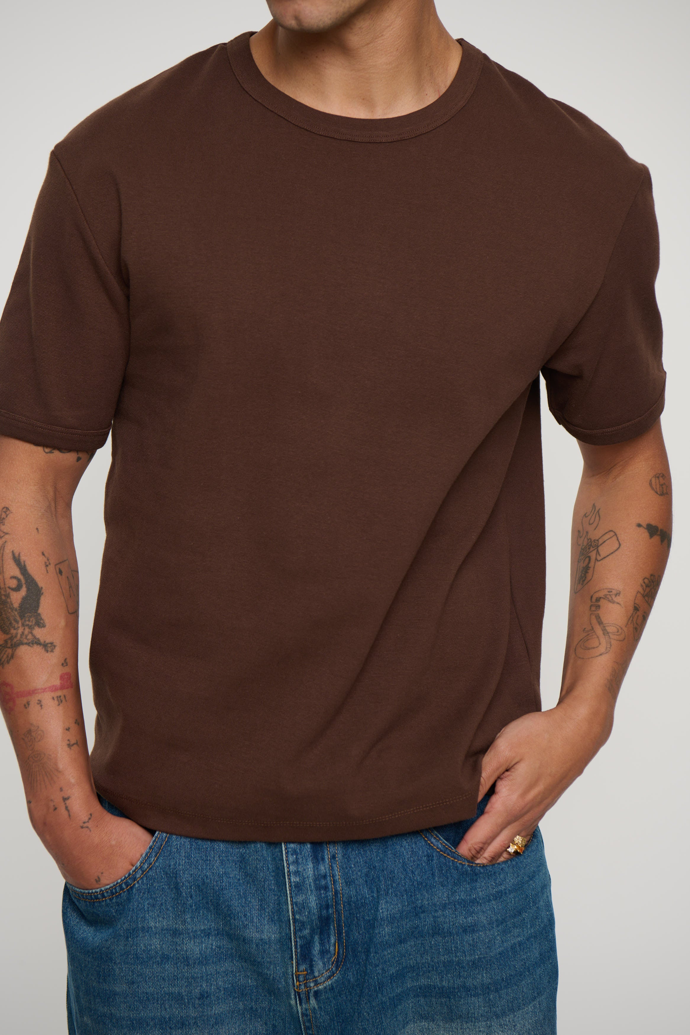 Charlie Ringer Tee Plain Chocolate