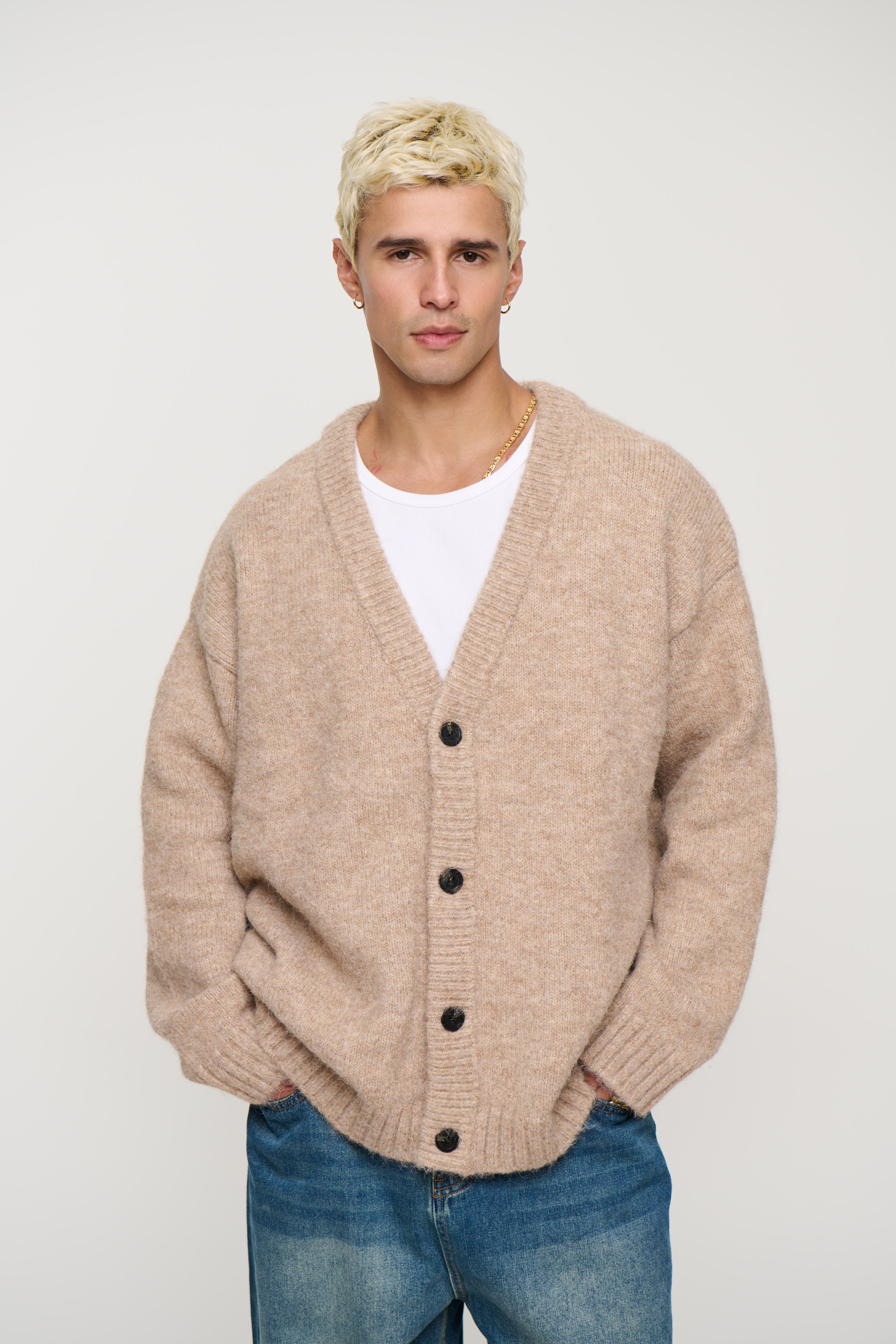 Knitted Oversize Cardigan Camel