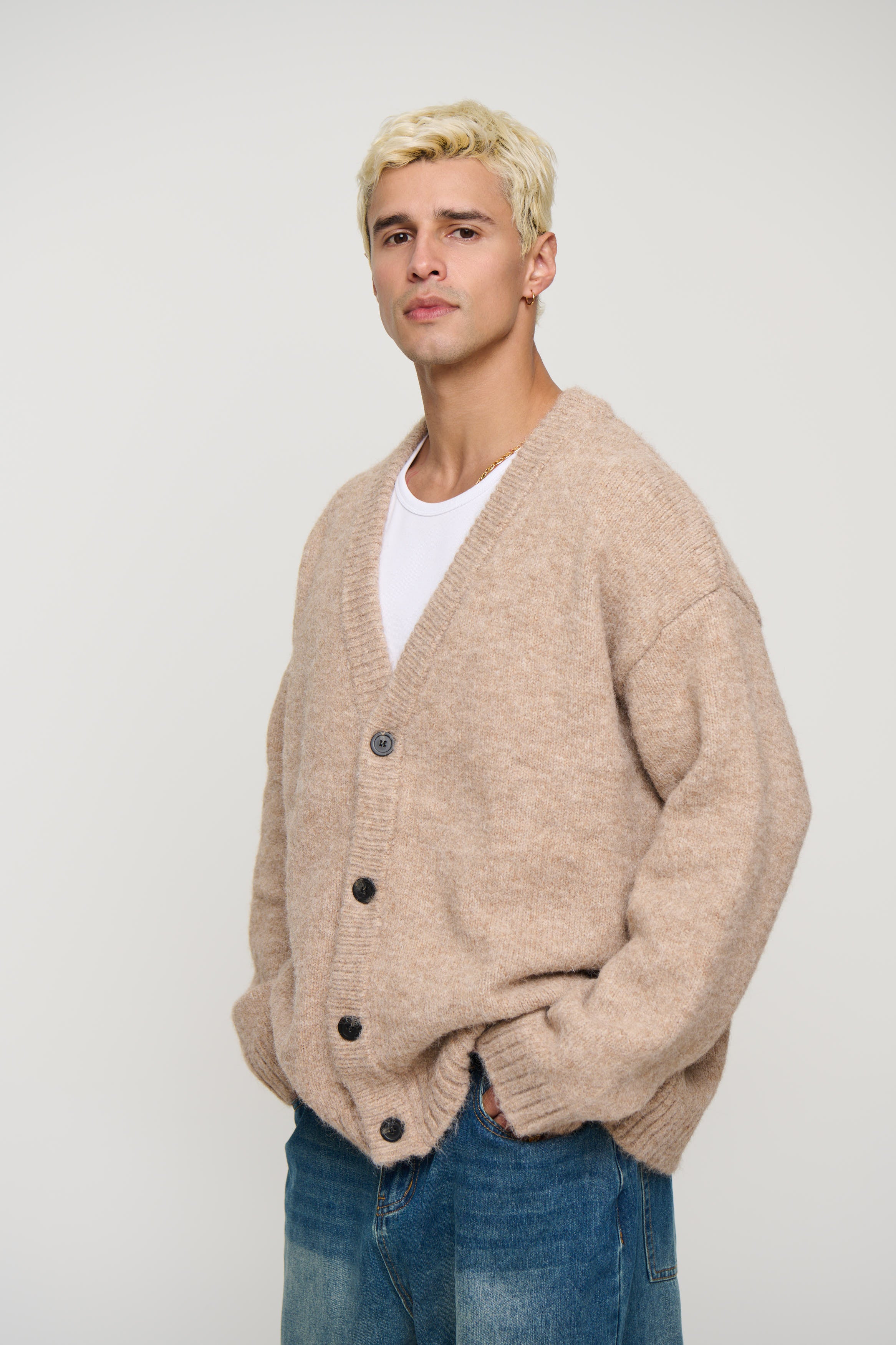 Knitted Oversize Cardigan Camel
