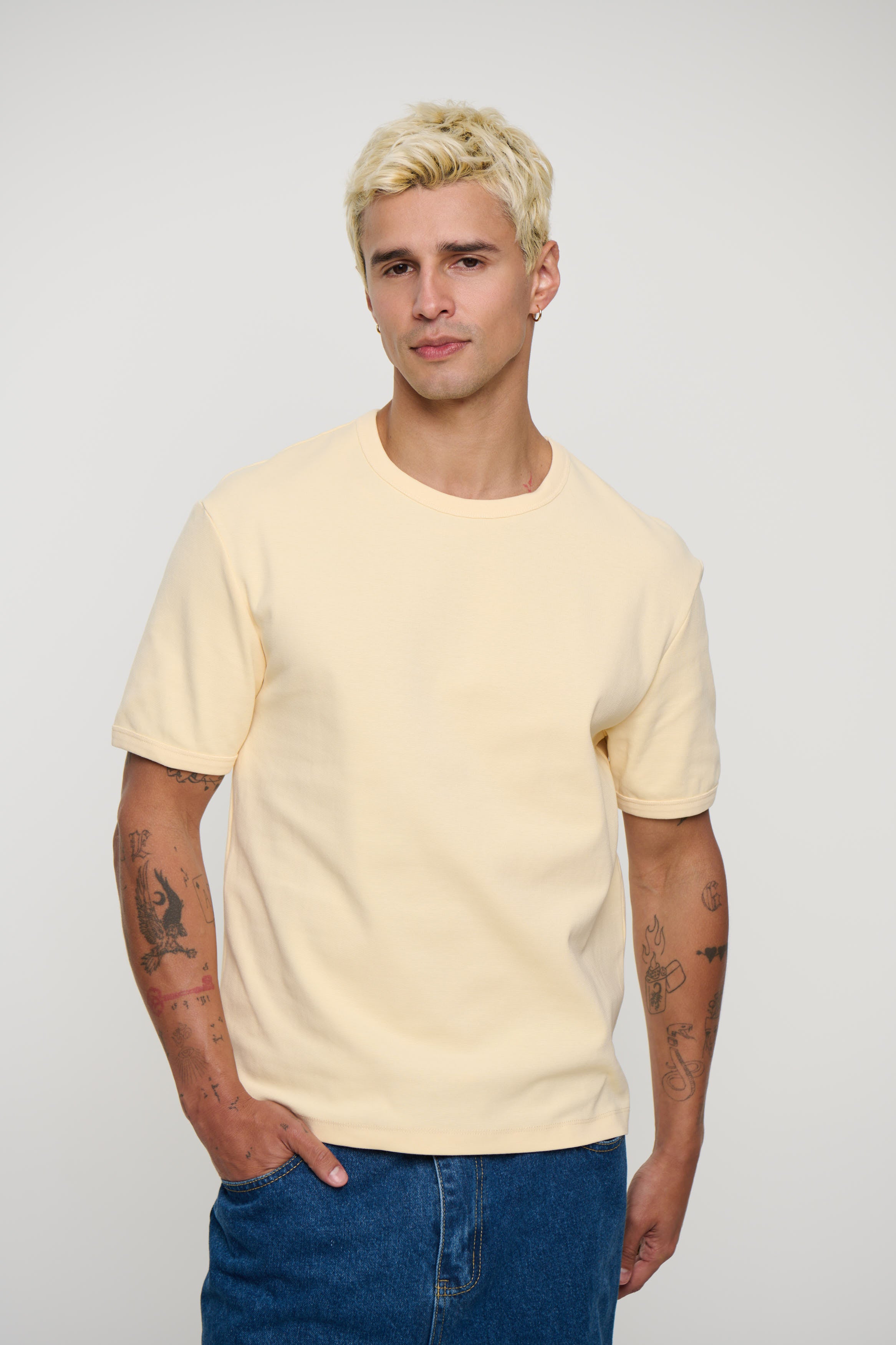 Charlie Ringer Tee Plain Cream