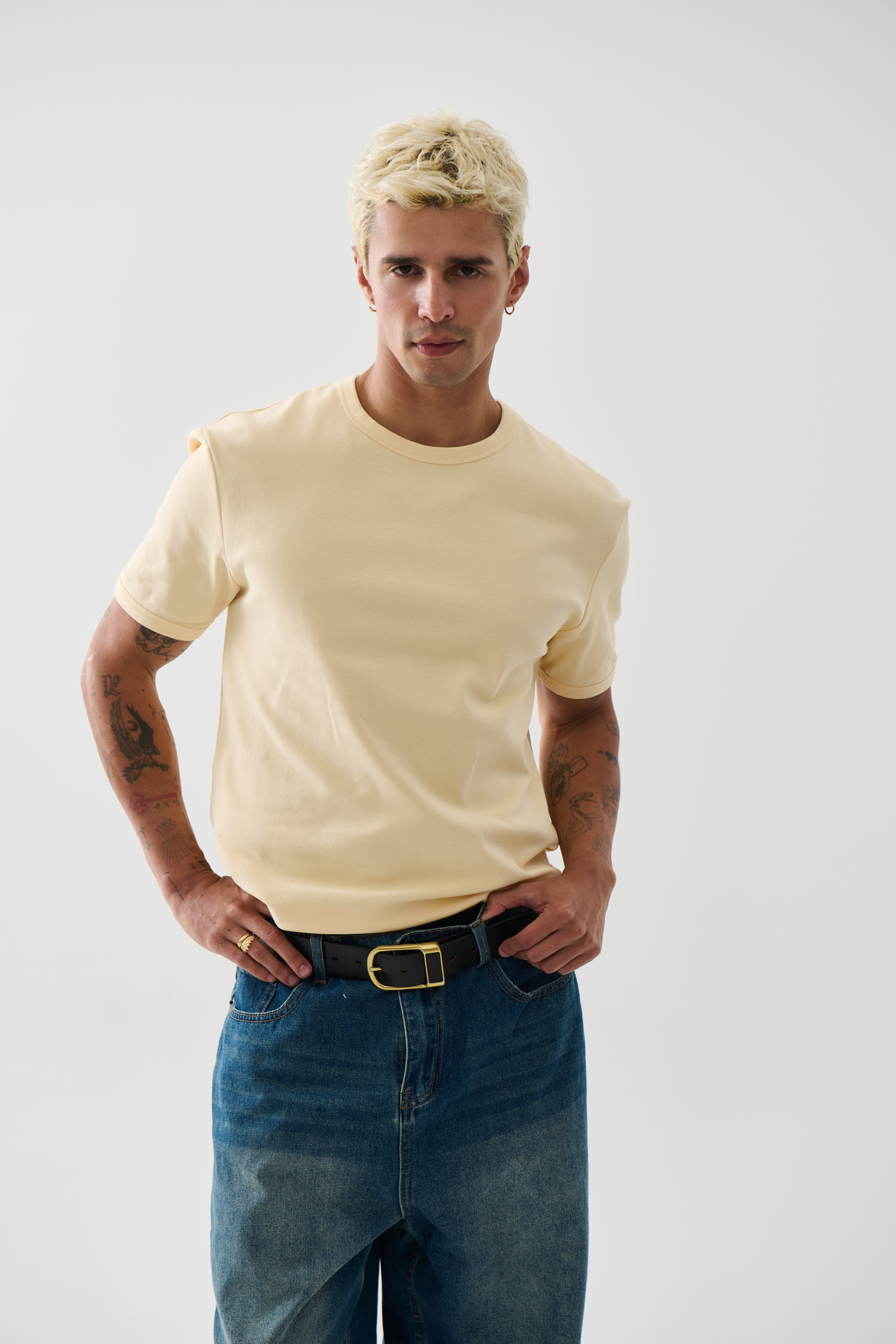 Charlie Ringer Tee Plain Cream