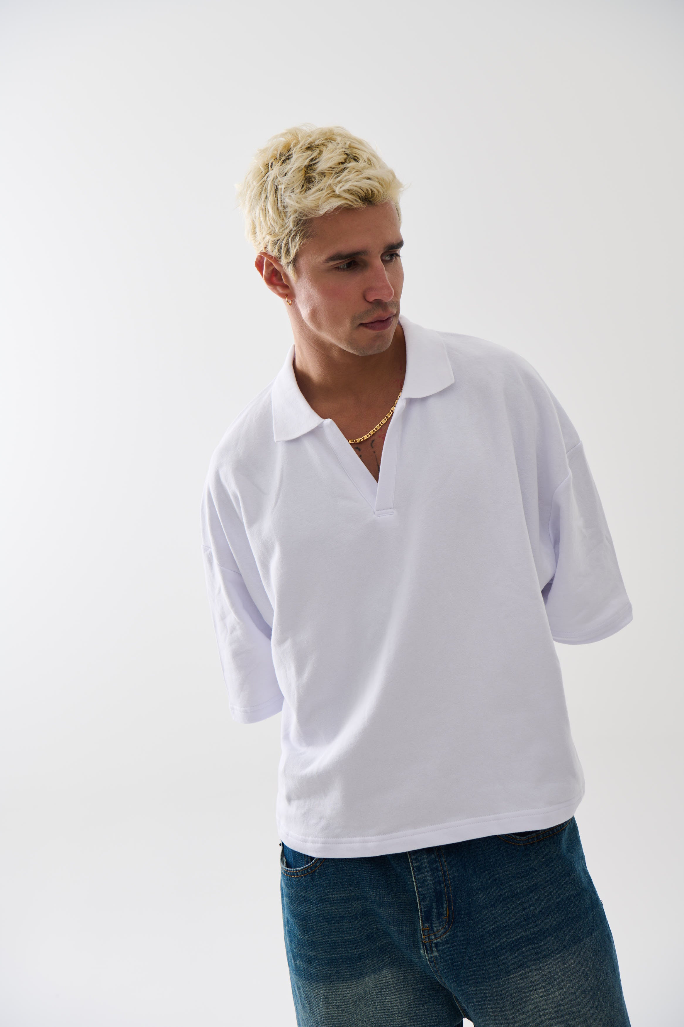 Jersey Crop Polo White