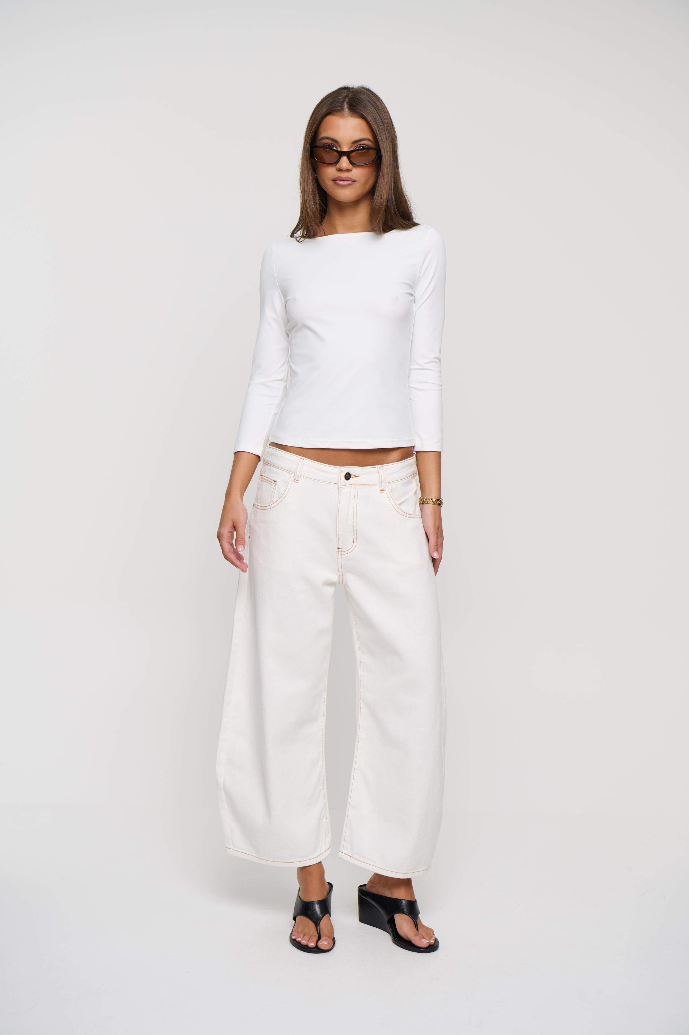Dakota 3/4 Sleeve Top White