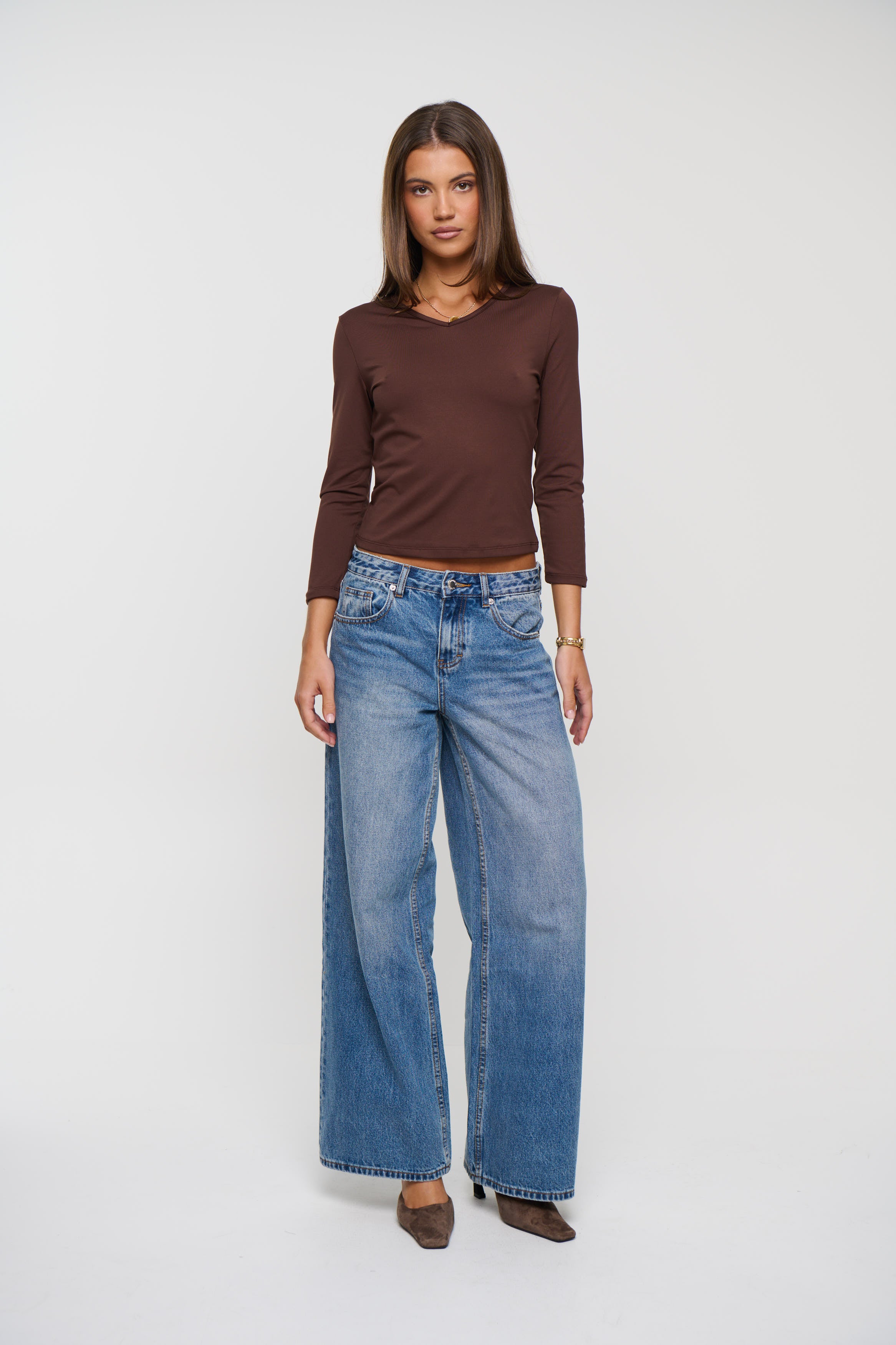 Viktoria 3/4 Sleeve Top Chocolate