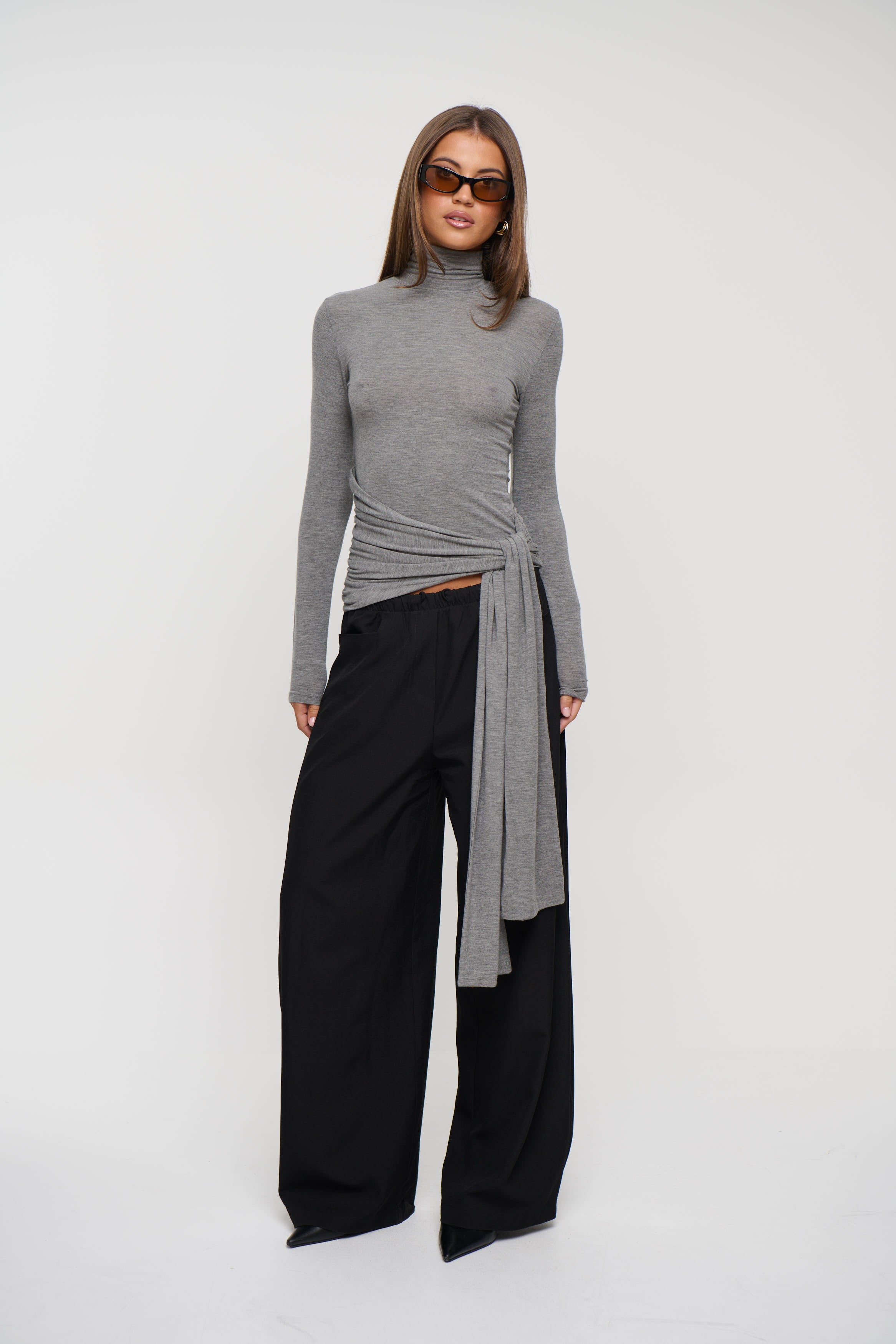 Isley Top Light Grey Marle