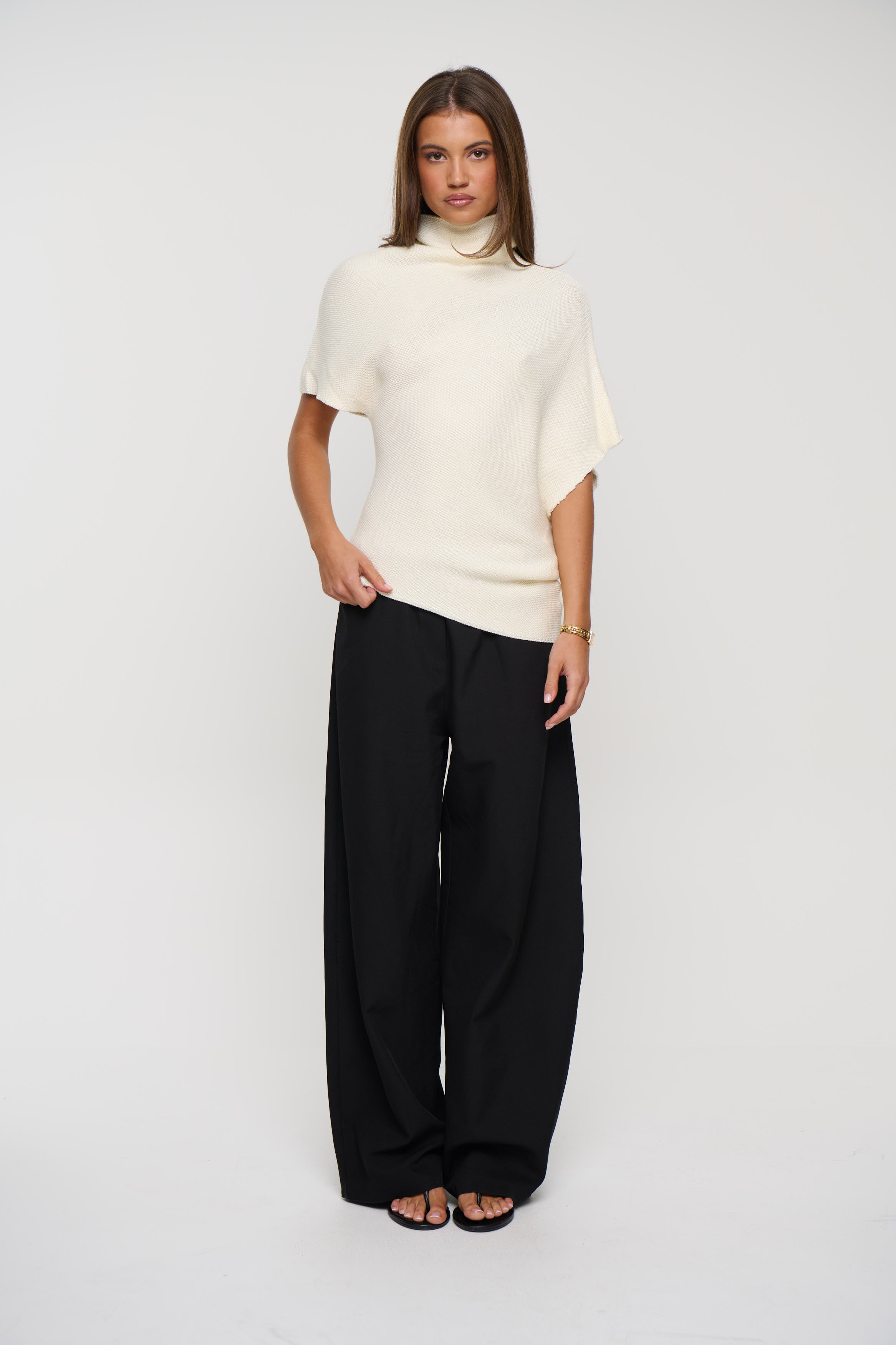 Claire High Neck Top White