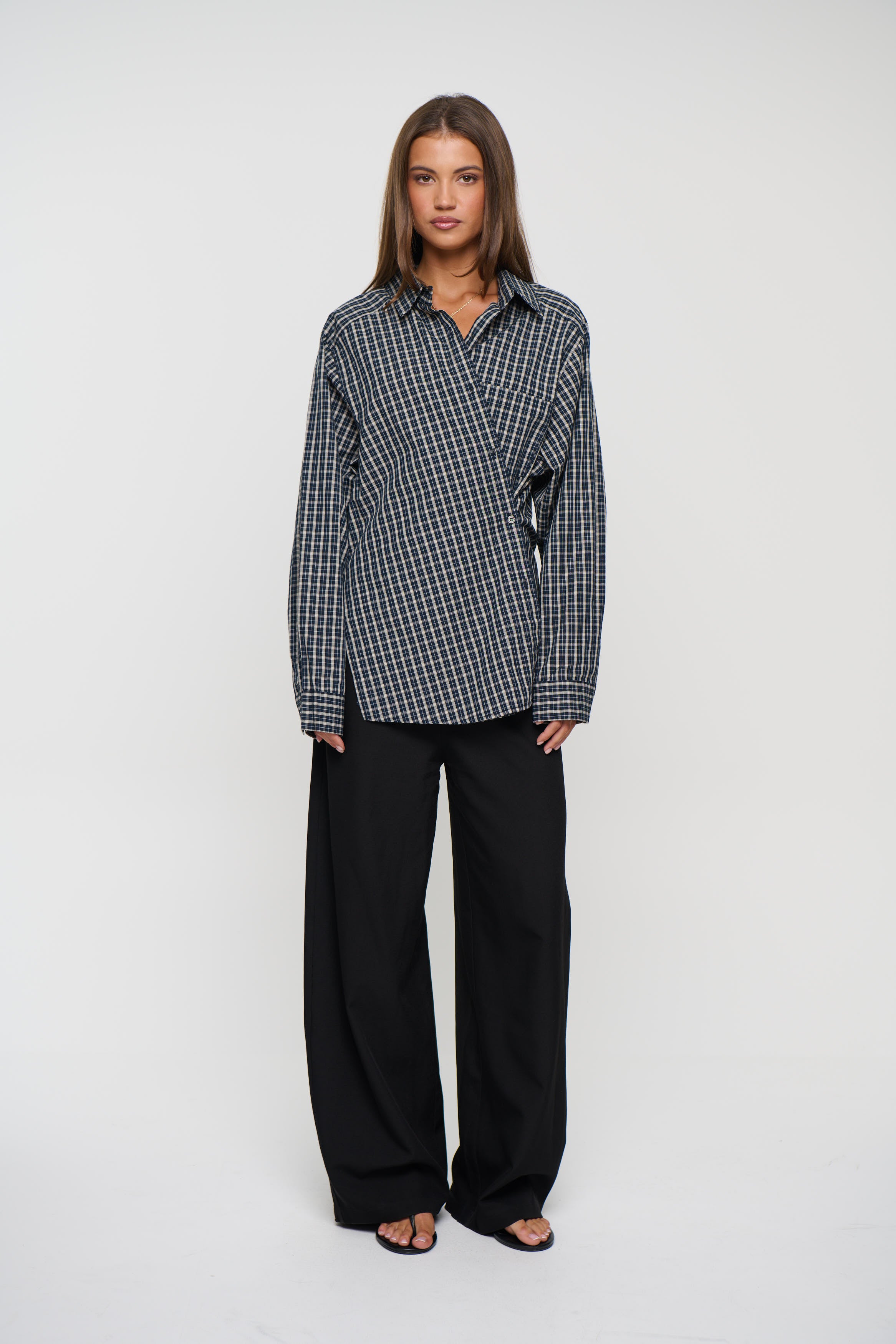 Notting Hill Shirt Navy Lemon Plaid