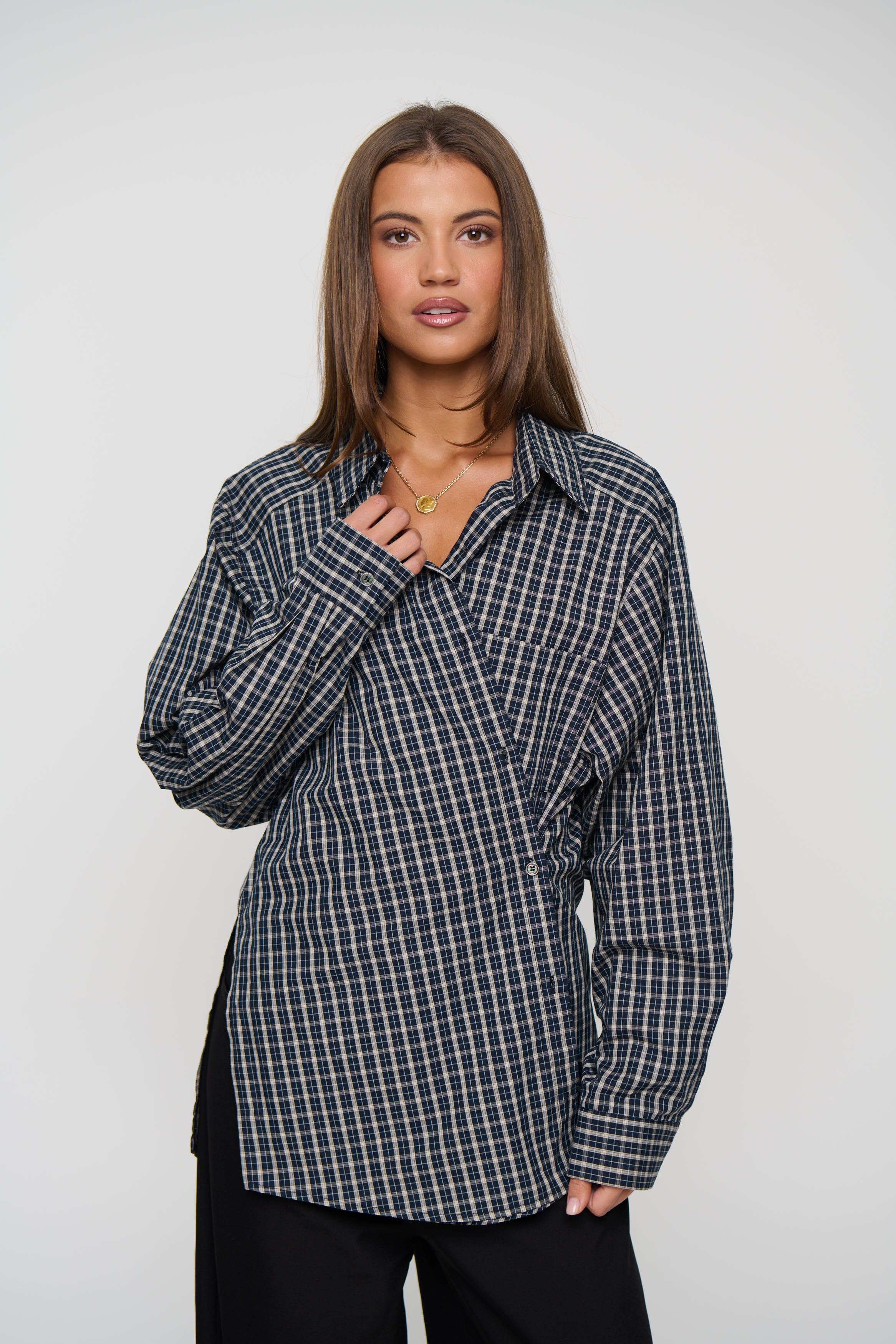 Notting Hill Shirt Navy Lemon Plaid