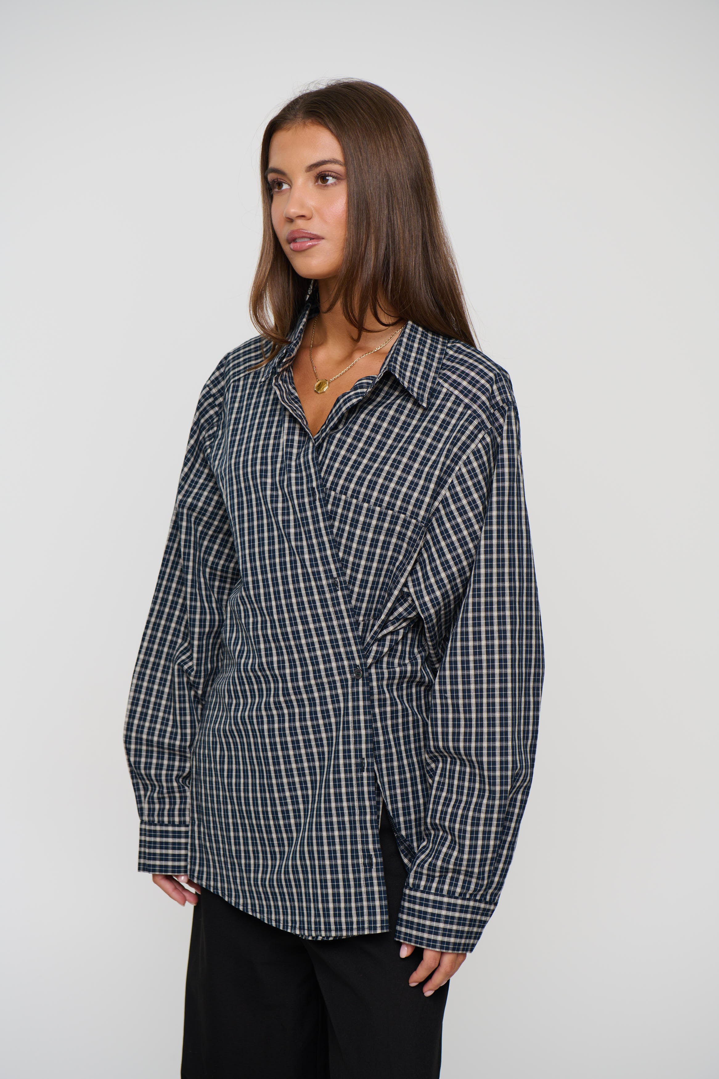 Notting Hill Shirt Navy Lemon Plaid