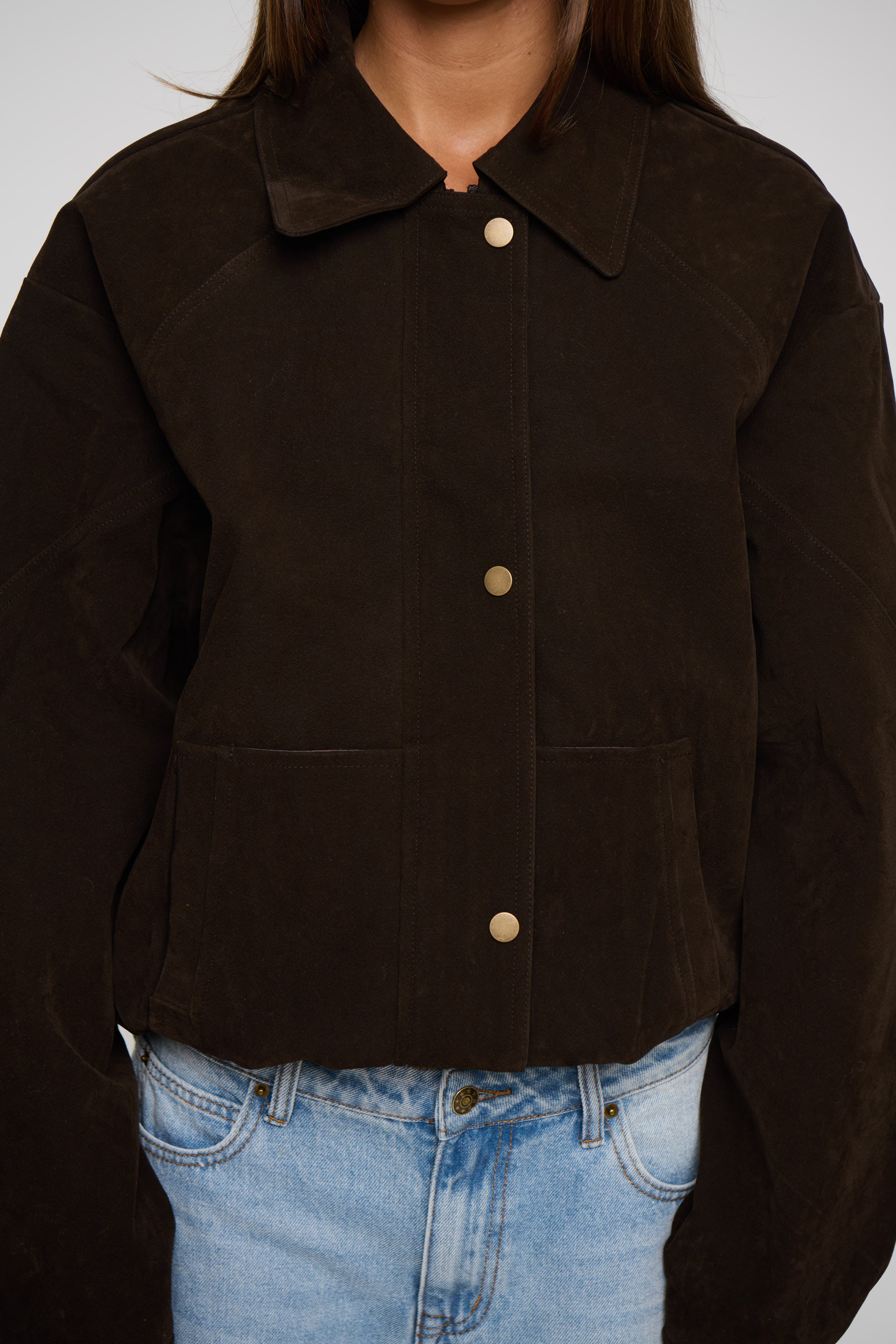 Jorja Suede Bomber Jacket Bark