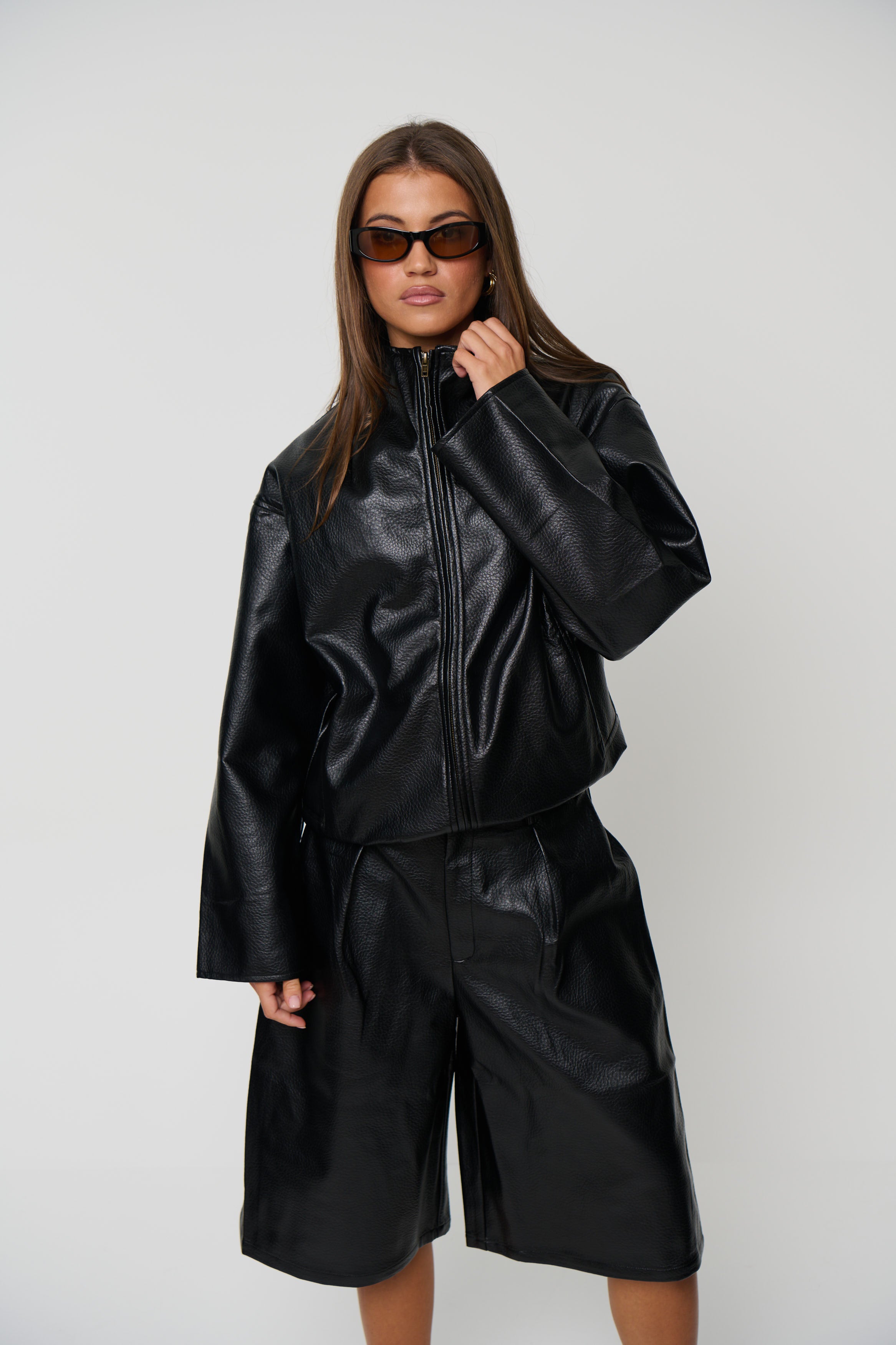 Flora Funnel Neck Jacket Black