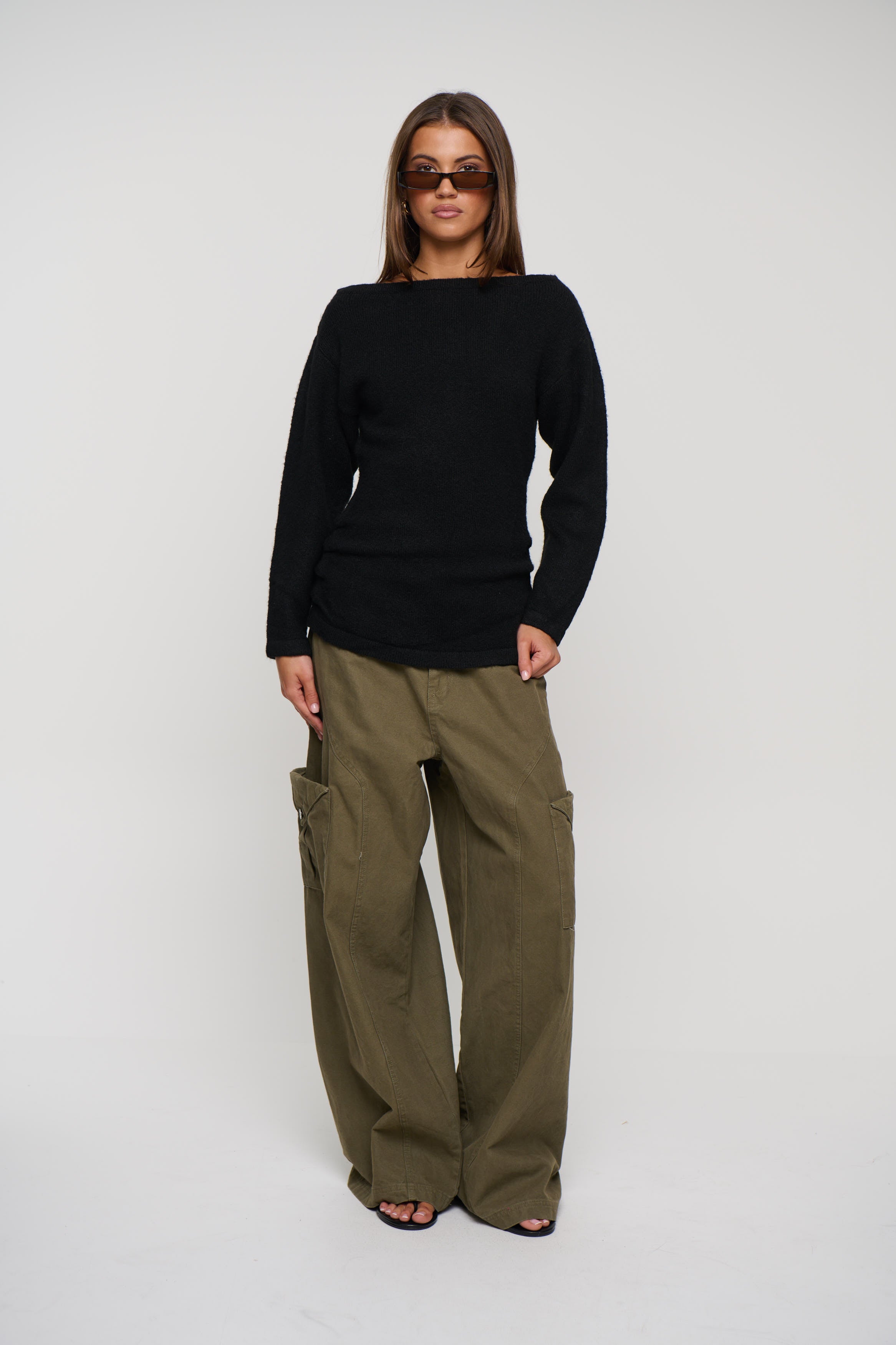 Harlow Off The Shoulder Knit Black