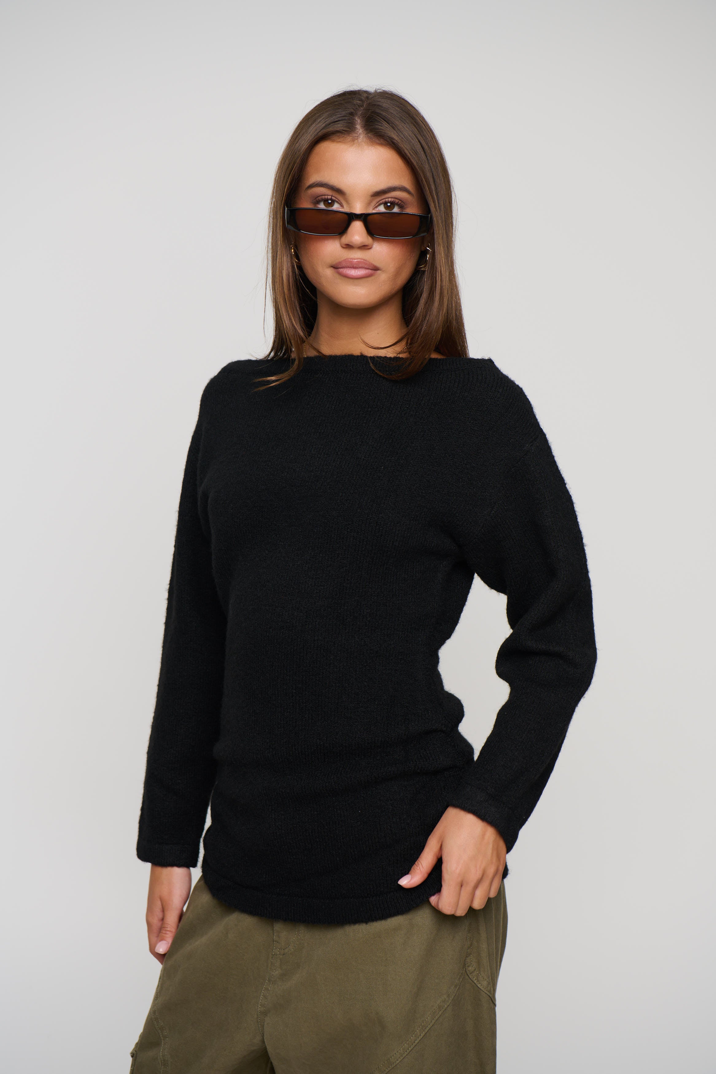 Harlow Off The Shoulder Knit Black