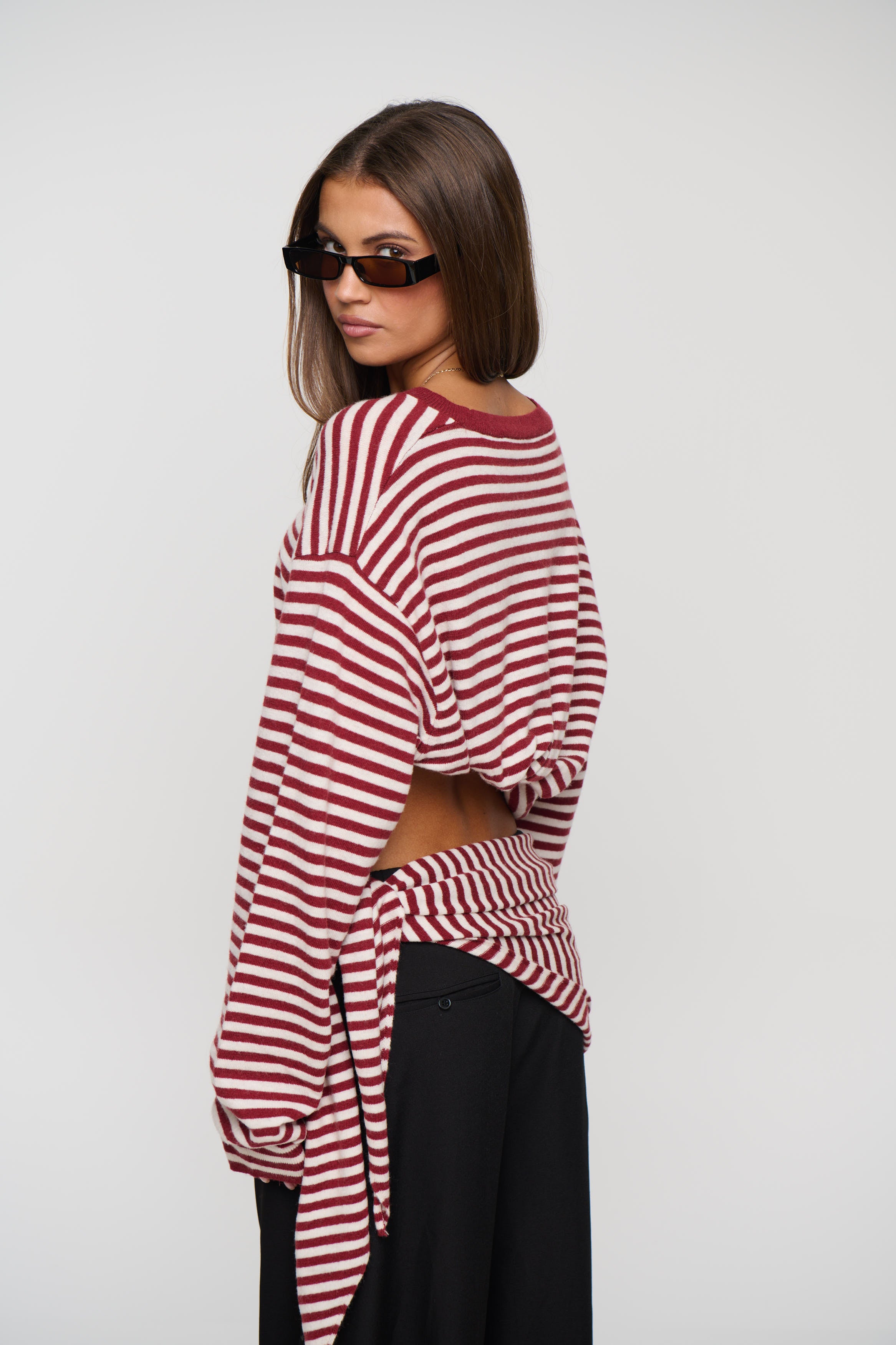 Olsen Knit Wine Stripe