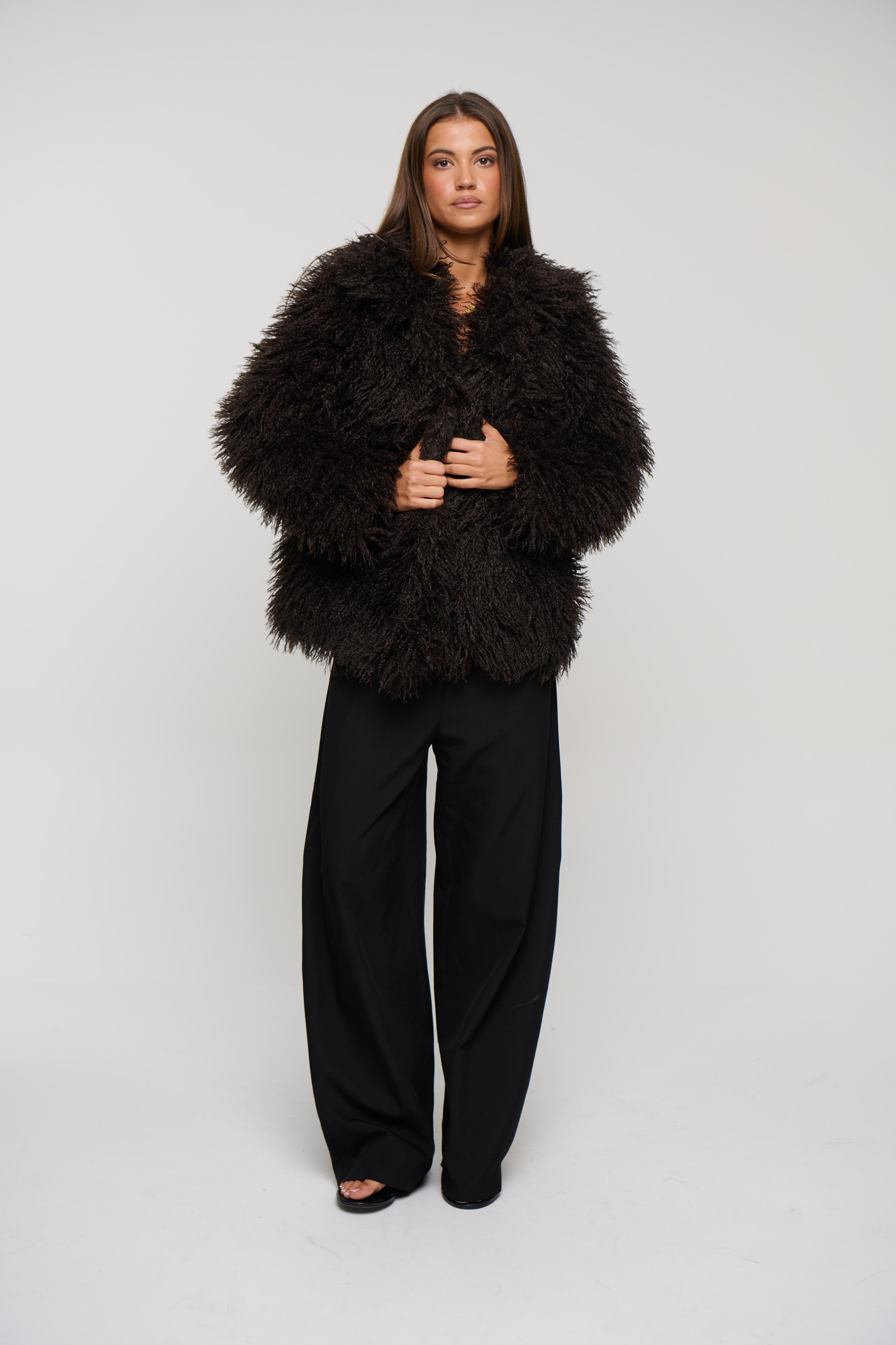 Zara Fur Jacket Chocolate