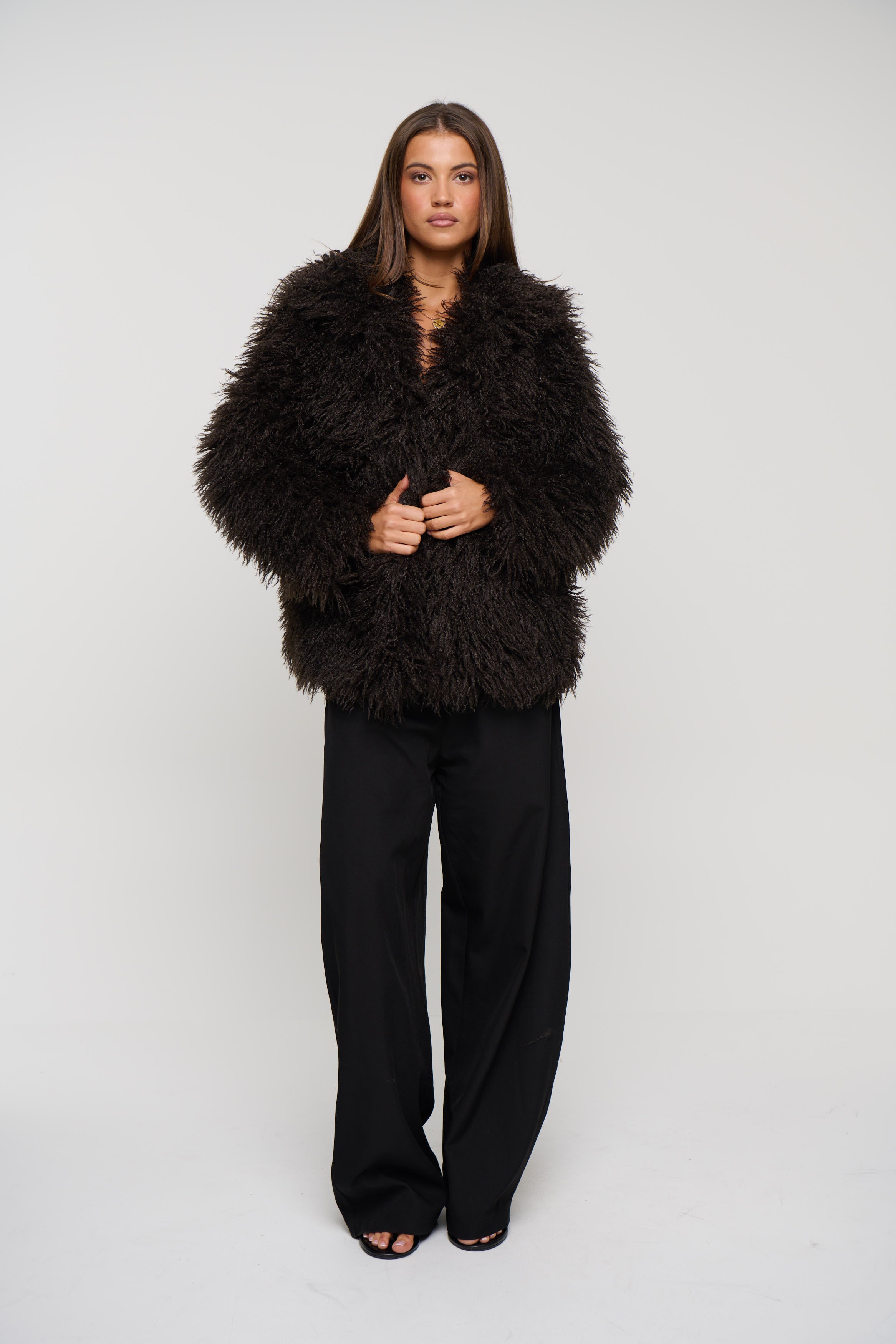 Zara Fur Jacket Chocolate