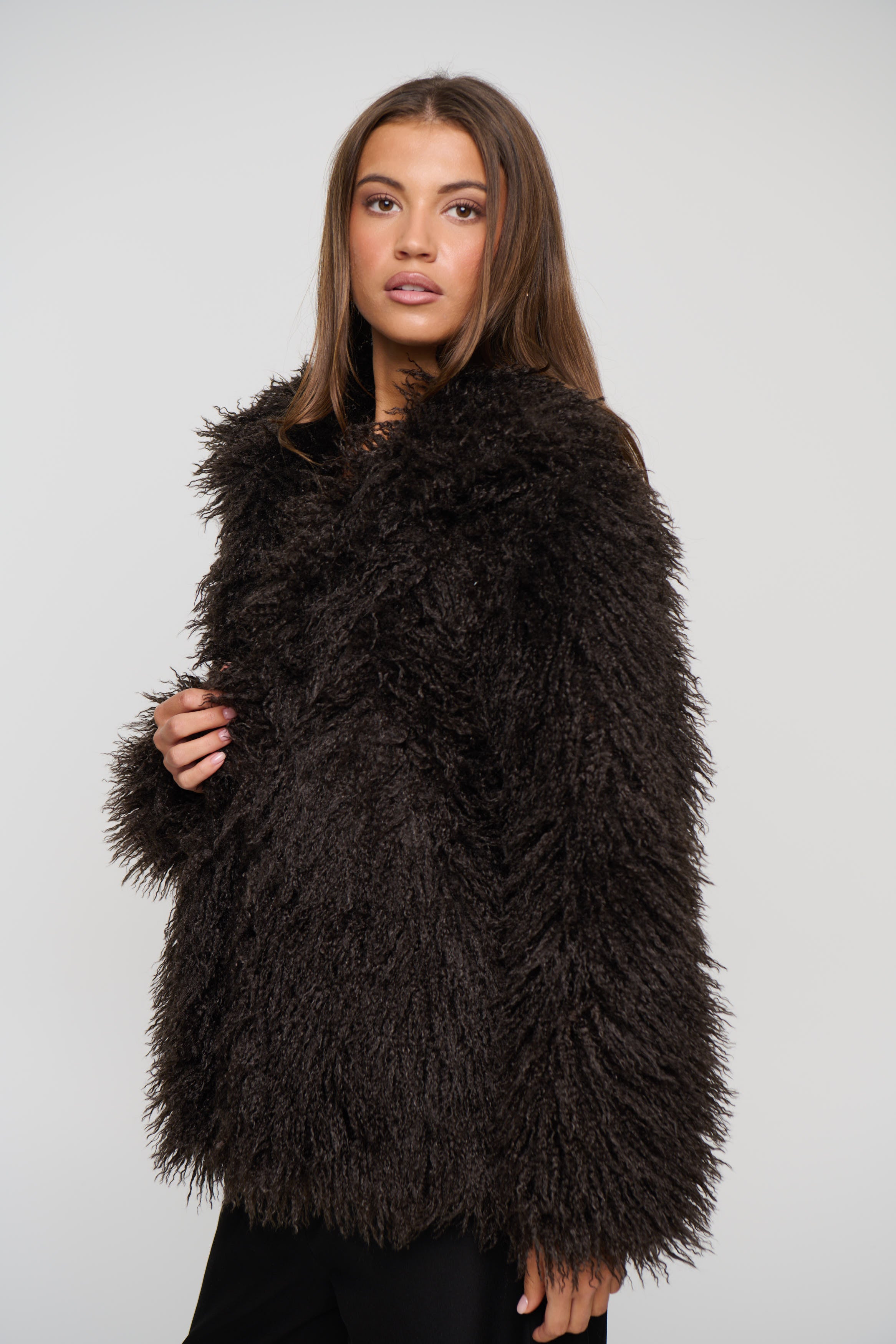 Zara Fur Jacket Chocolate
