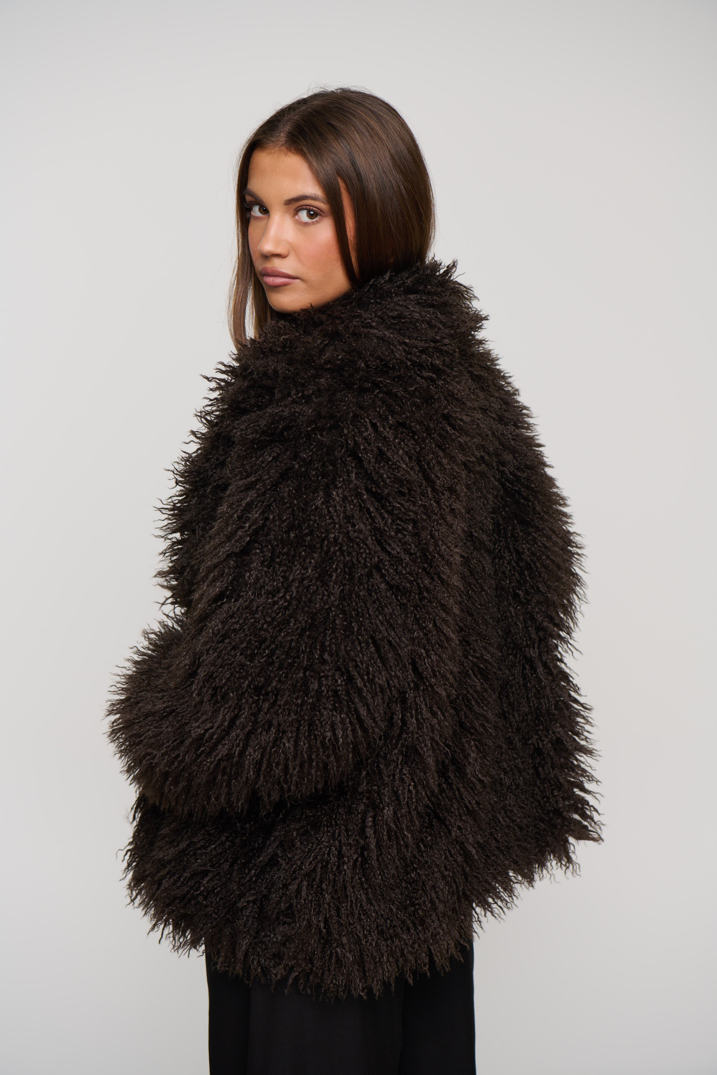 Zara Fur Jacket Chocolate