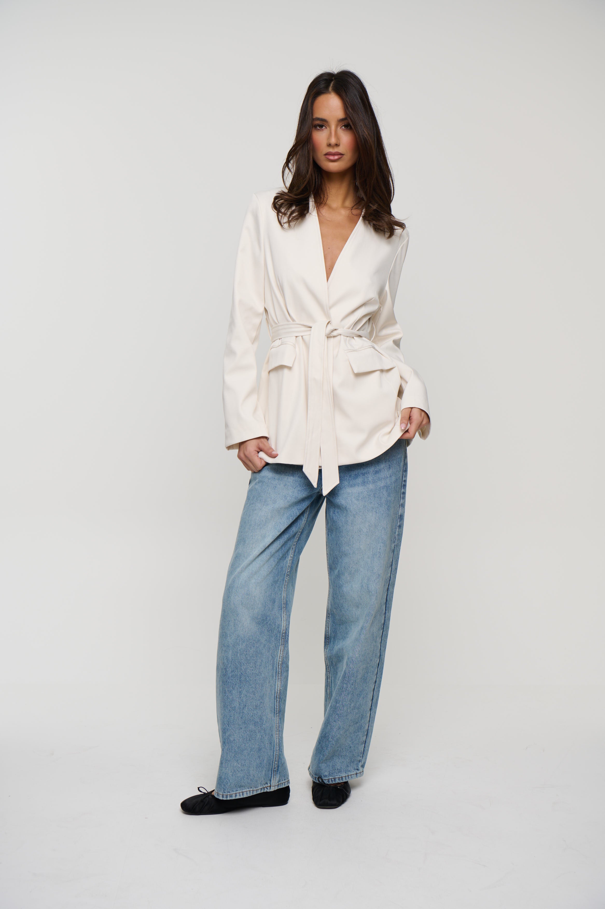 Alysha Collarless Blazer Ivory