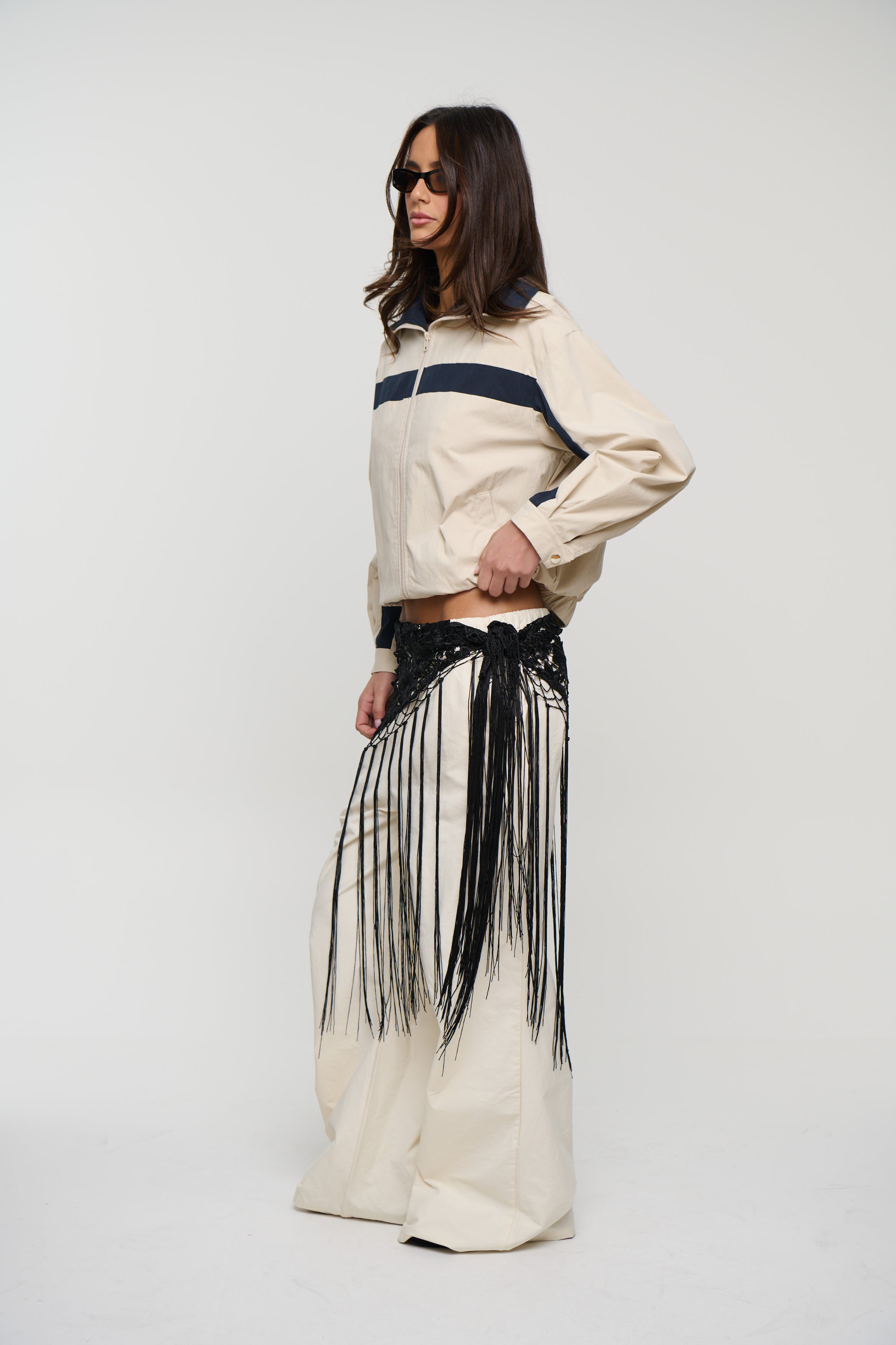 Andrea Fringe Scarf Belt Black