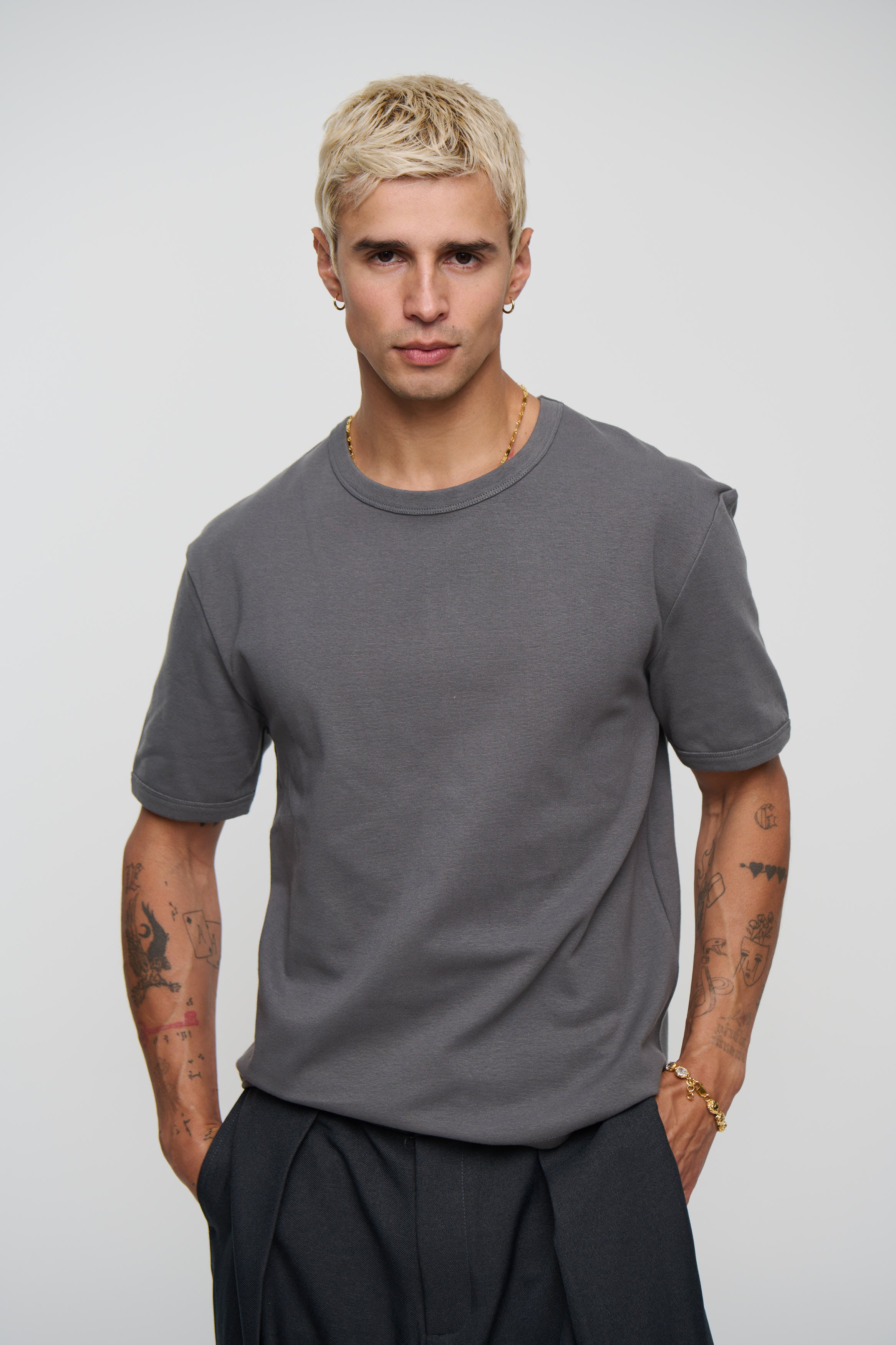 Charlie Ringer Tee Plain Charcoal