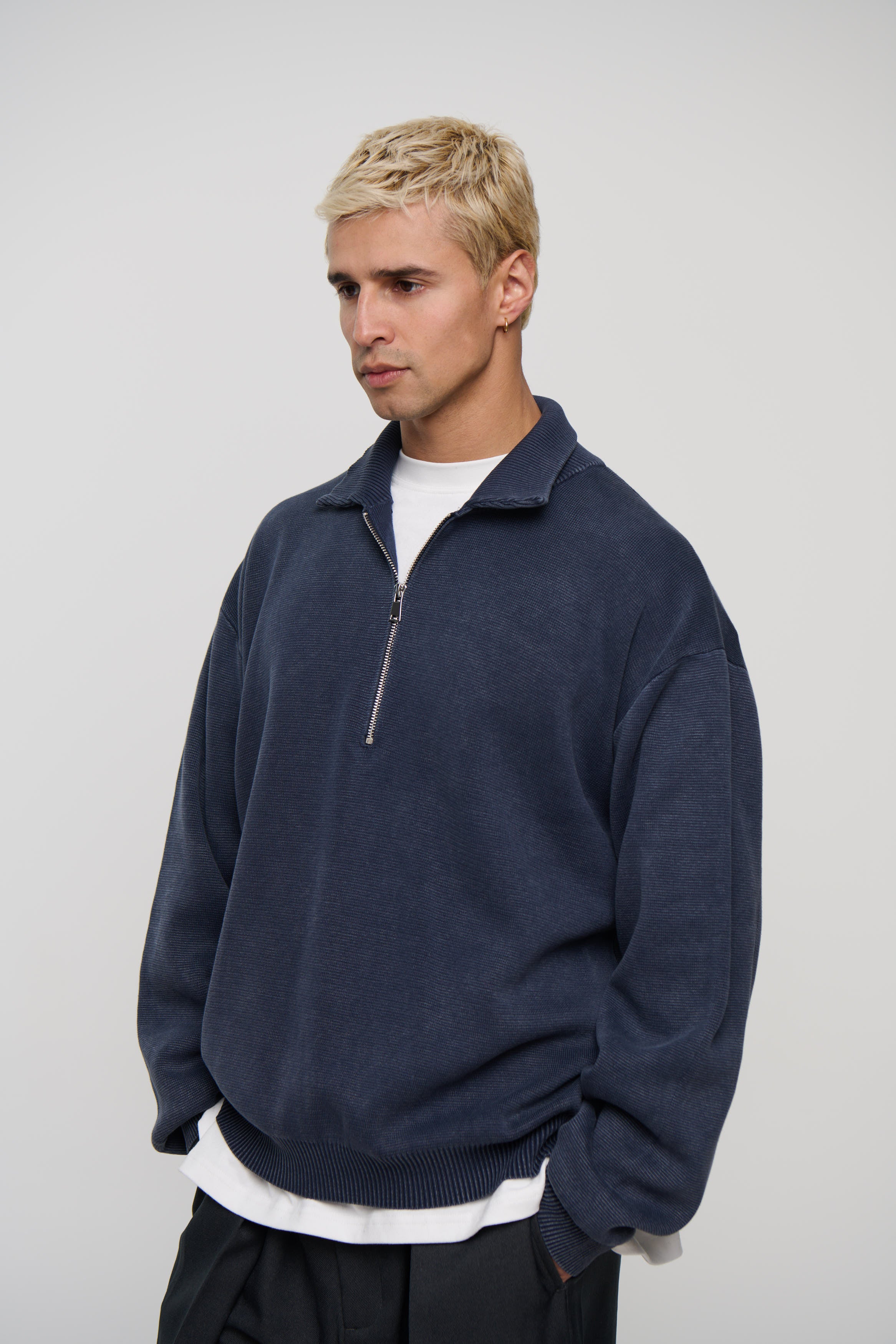 Calin Zip Up Knit Navy