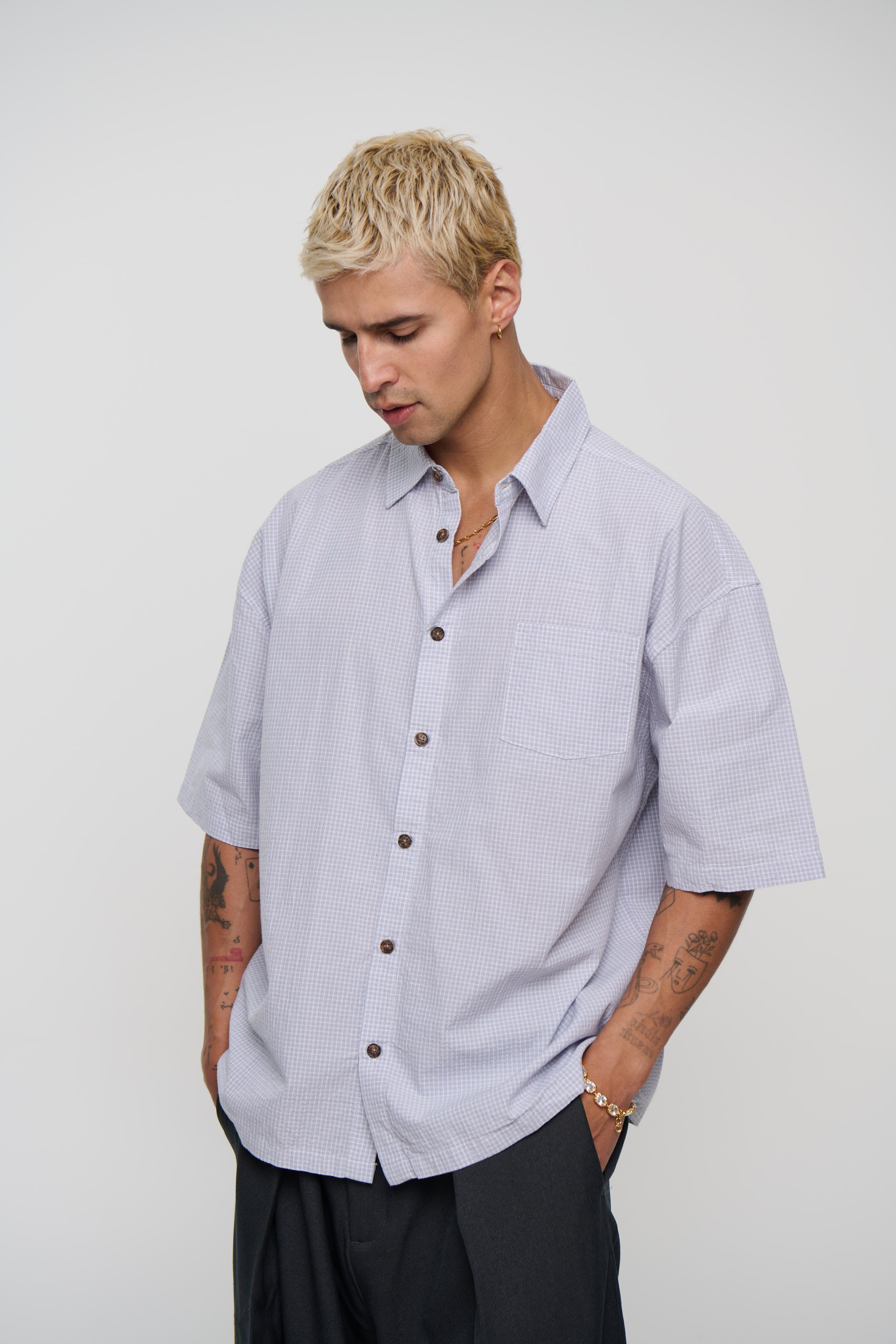 Nathaniel Drop Shirt Soft Grey