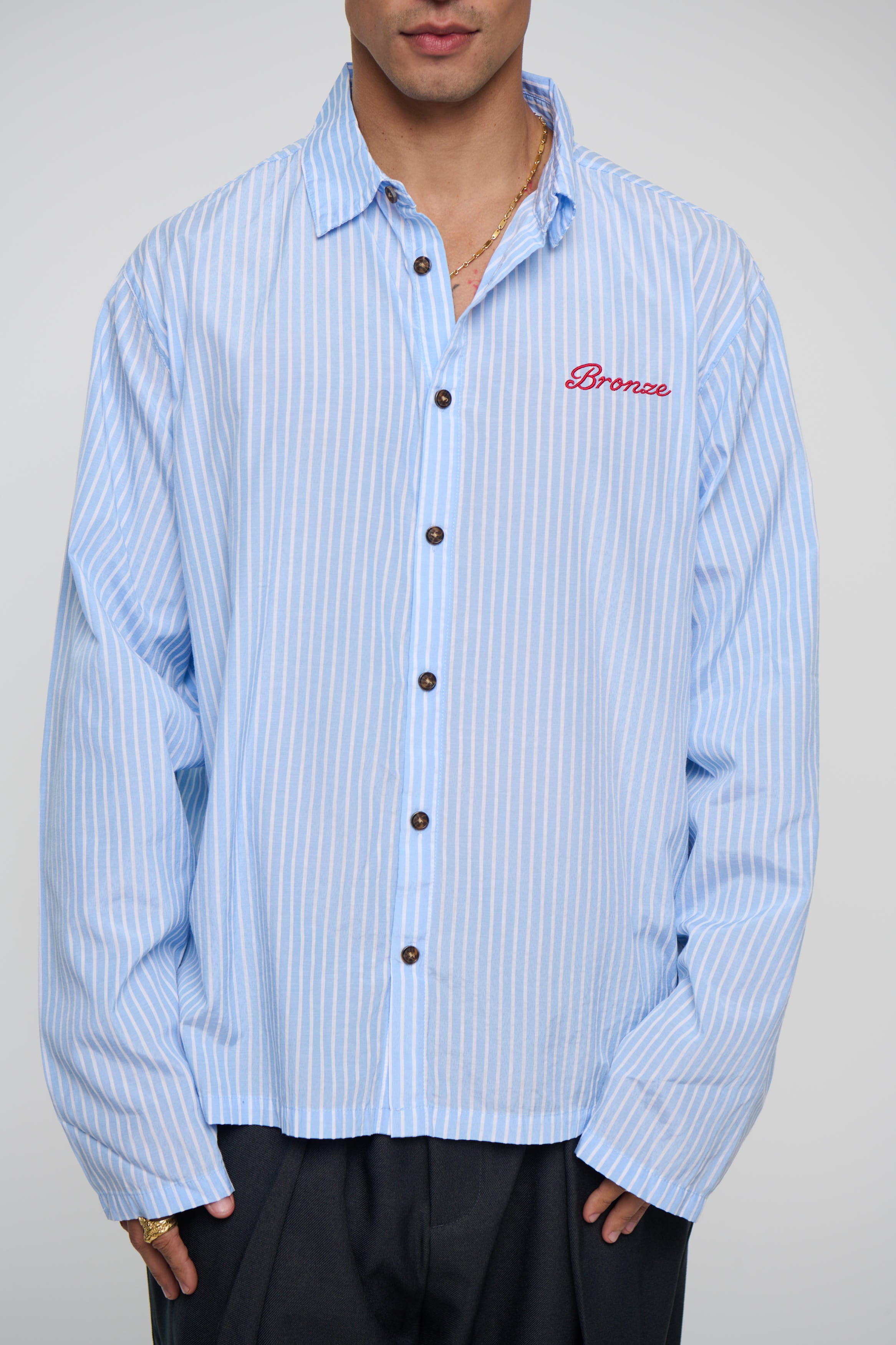 Chad Stripe Shirt Blue