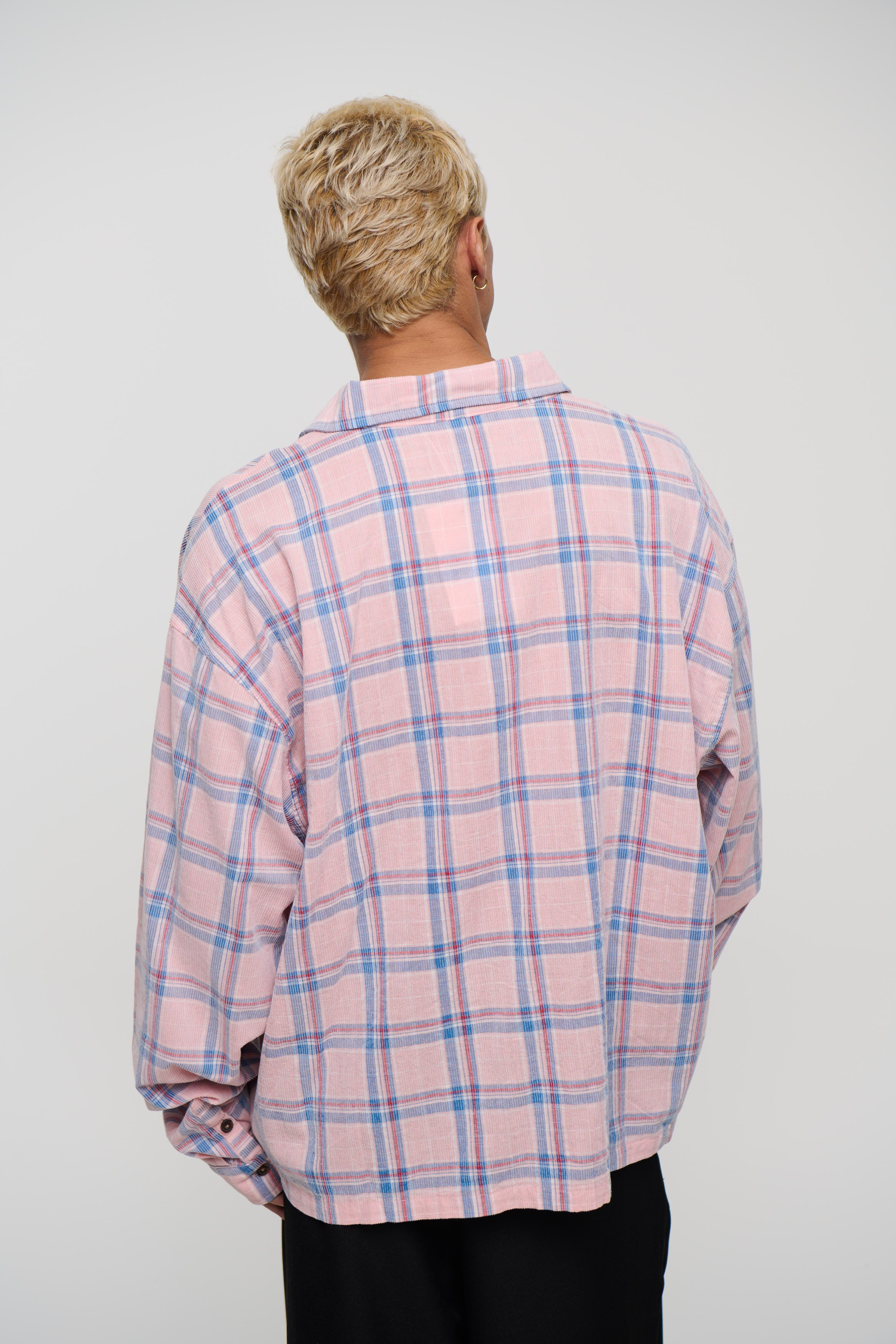 Cord Washed Check Shirt Salmon