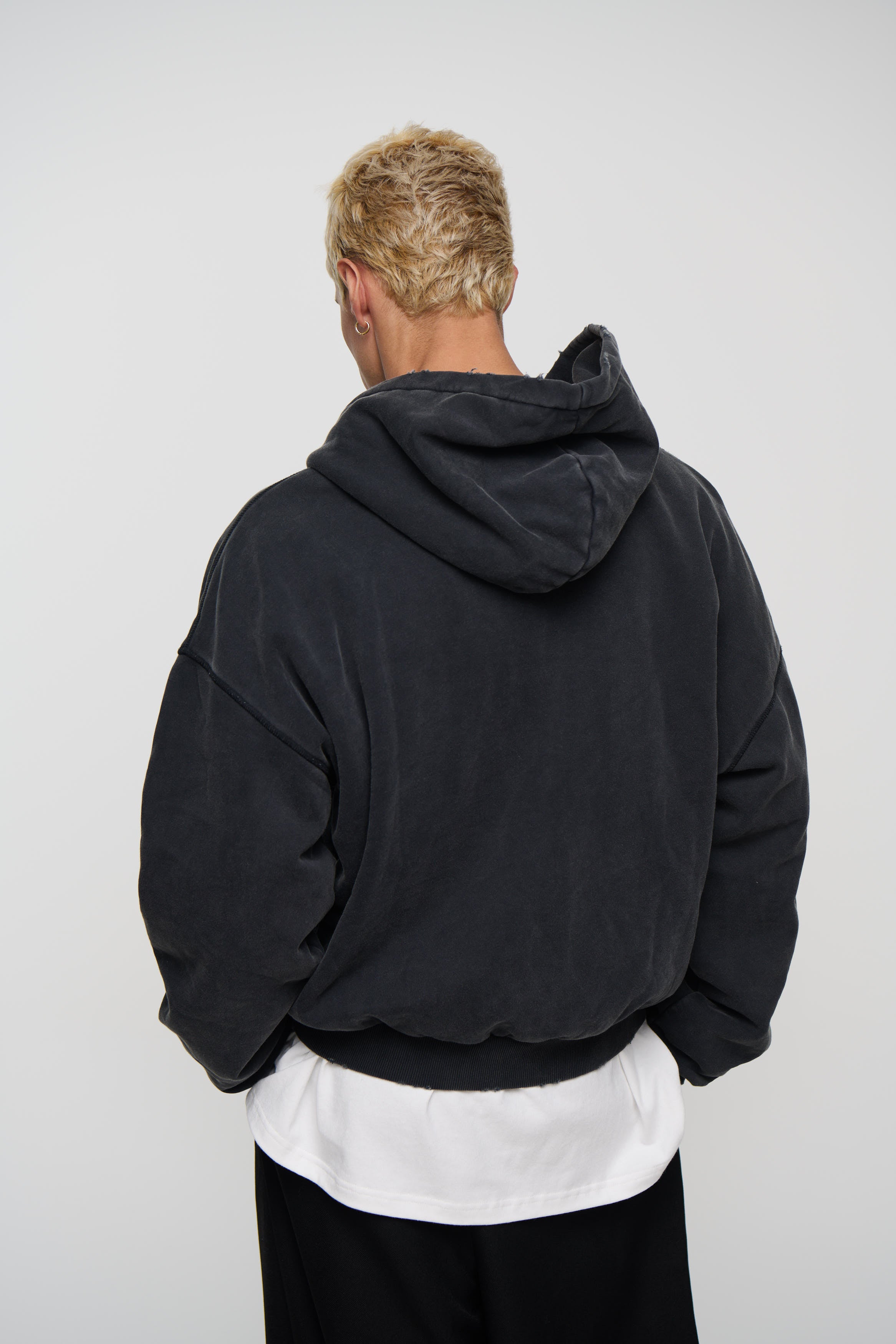 Heavyweight Lined Zip Up Hood Black