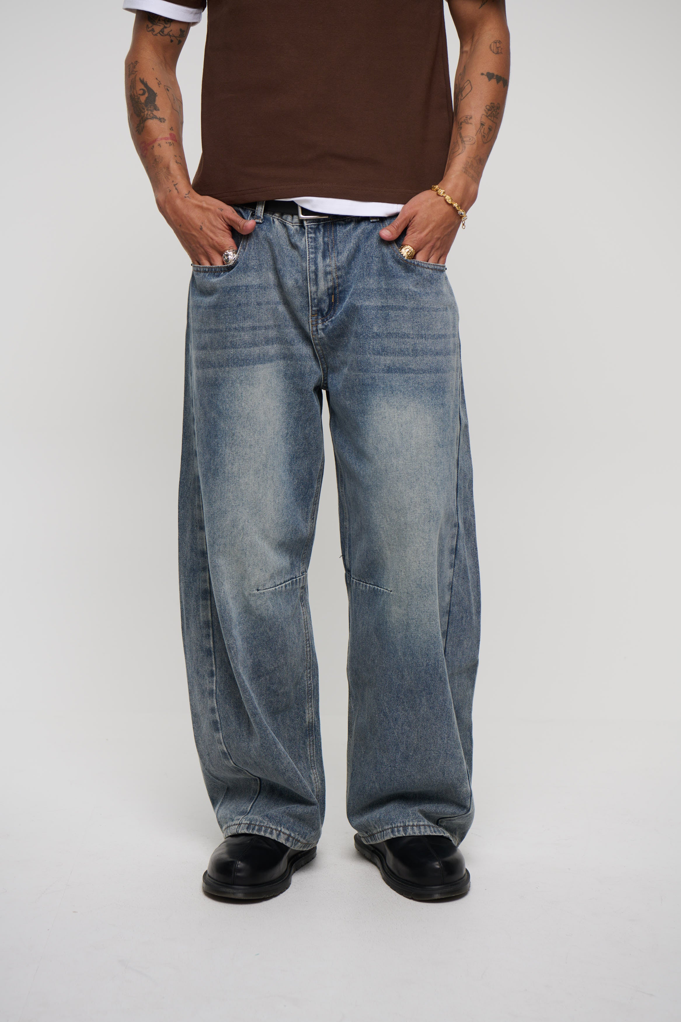 Silv Baggy Drawstring Denim Blue