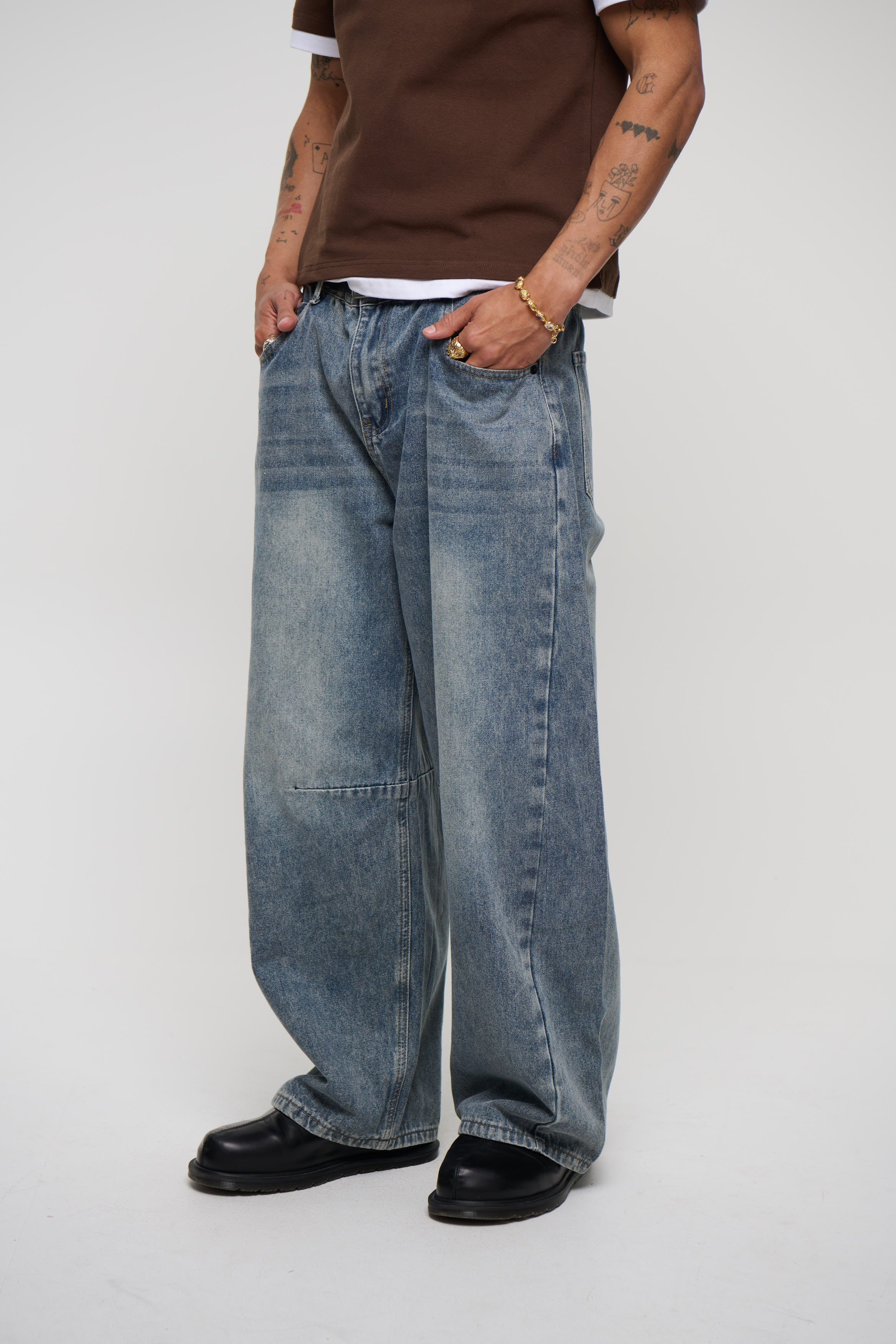 Silv Baggy Drawstring Denim Blue
