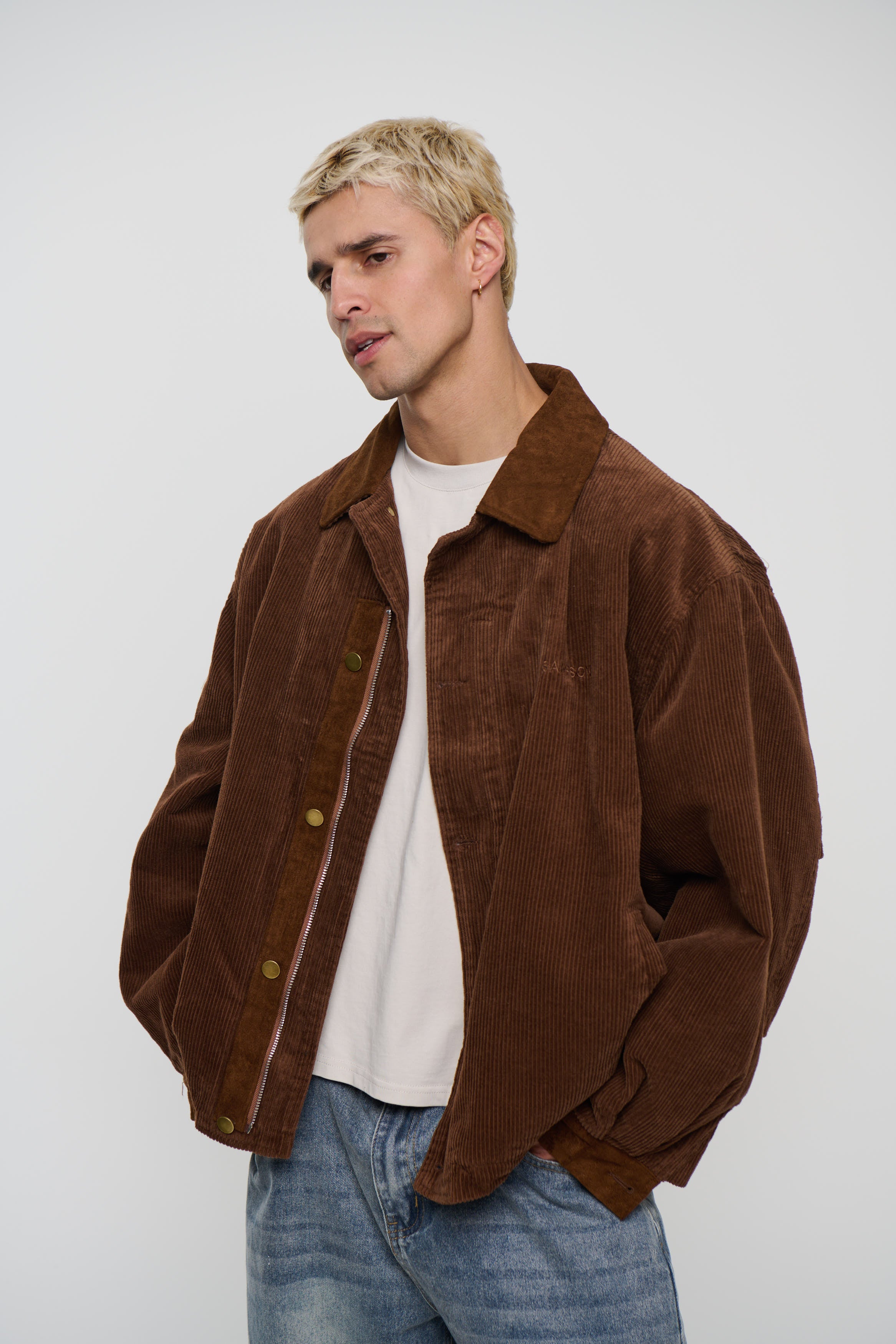 Relaxed Cord Bomber Choc