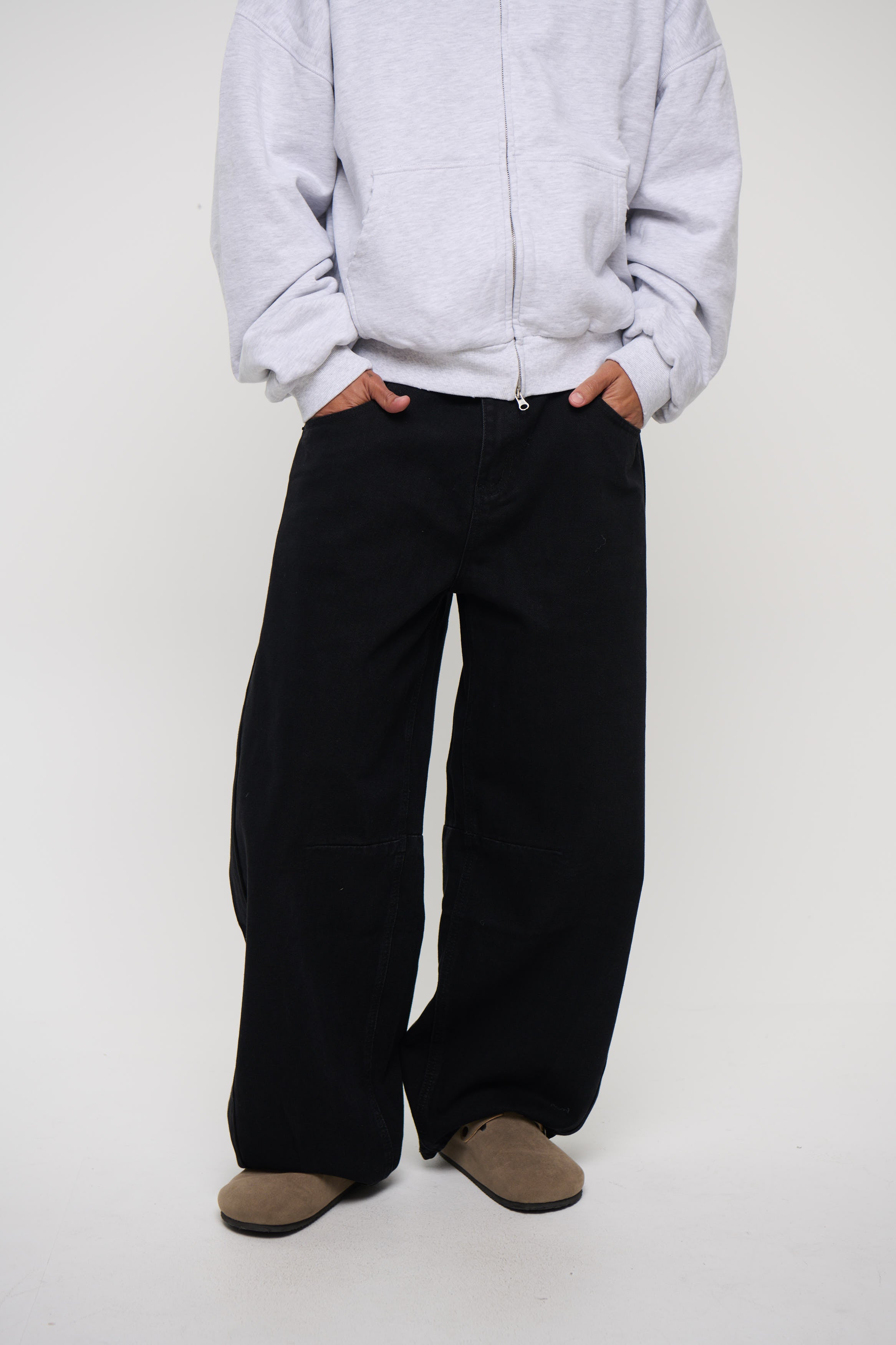 Silv Baggy Drawstring Denim Black