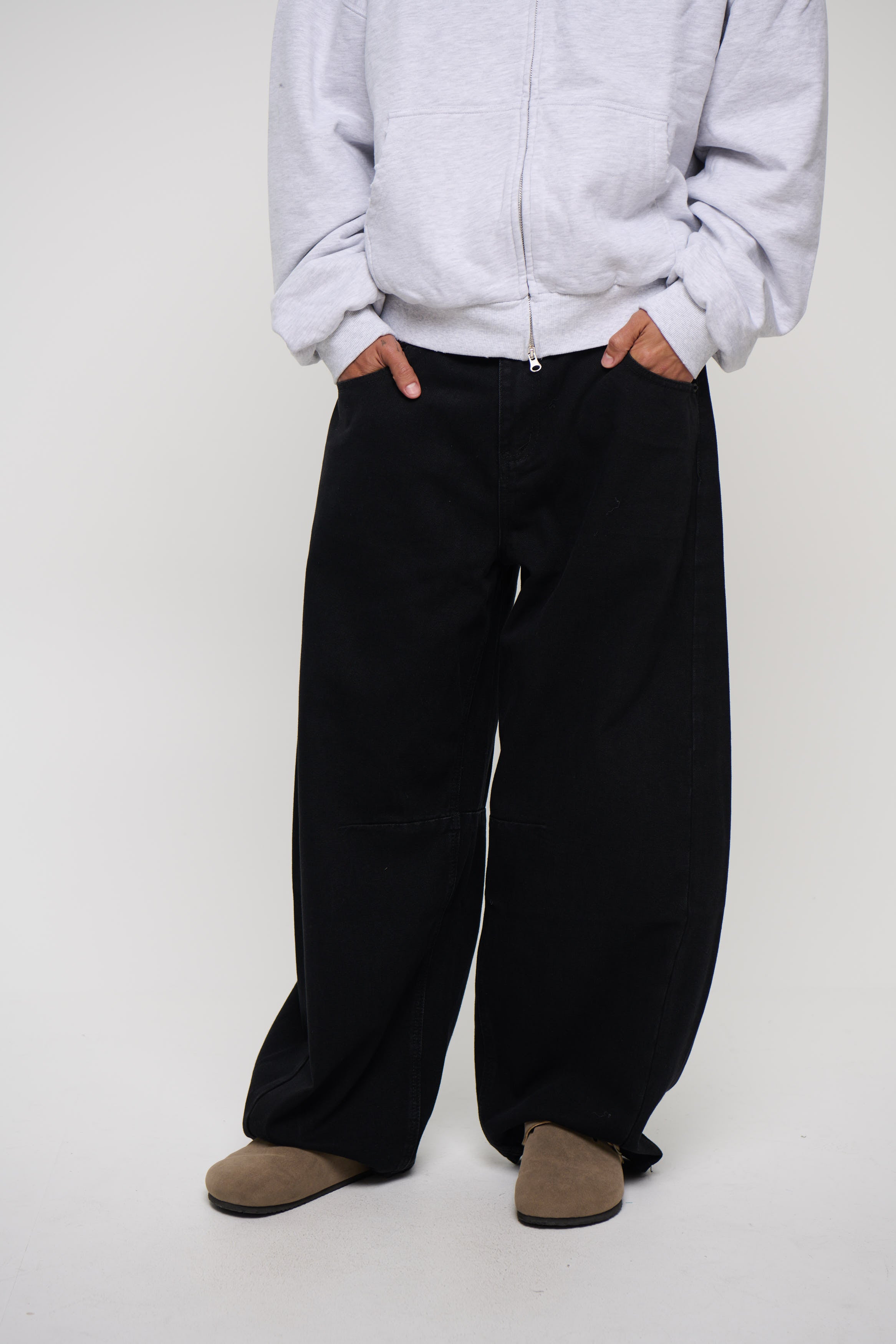 Silv Baggy Drawstring Denim Black