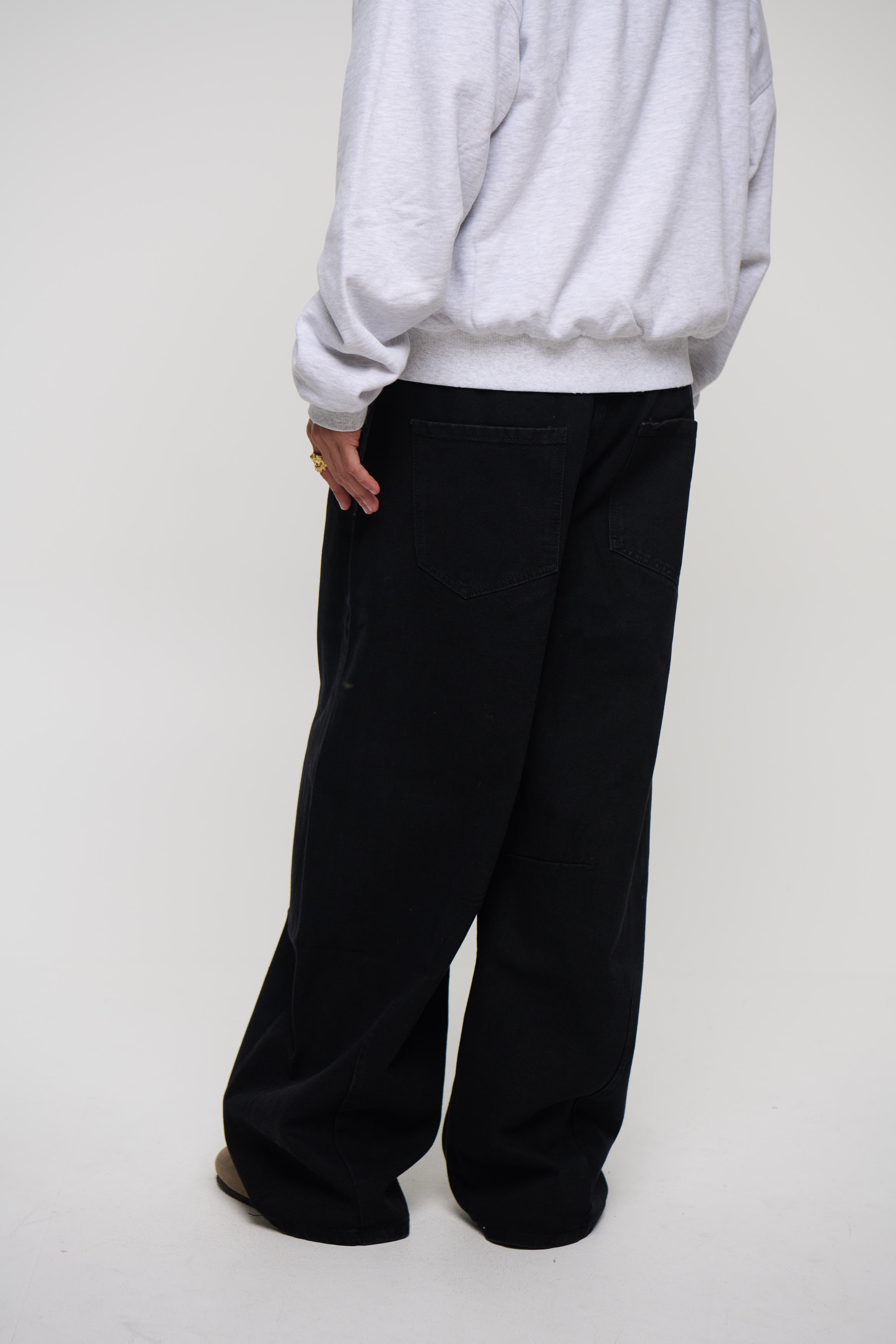 Silv Baggy Drawstring Denim Black