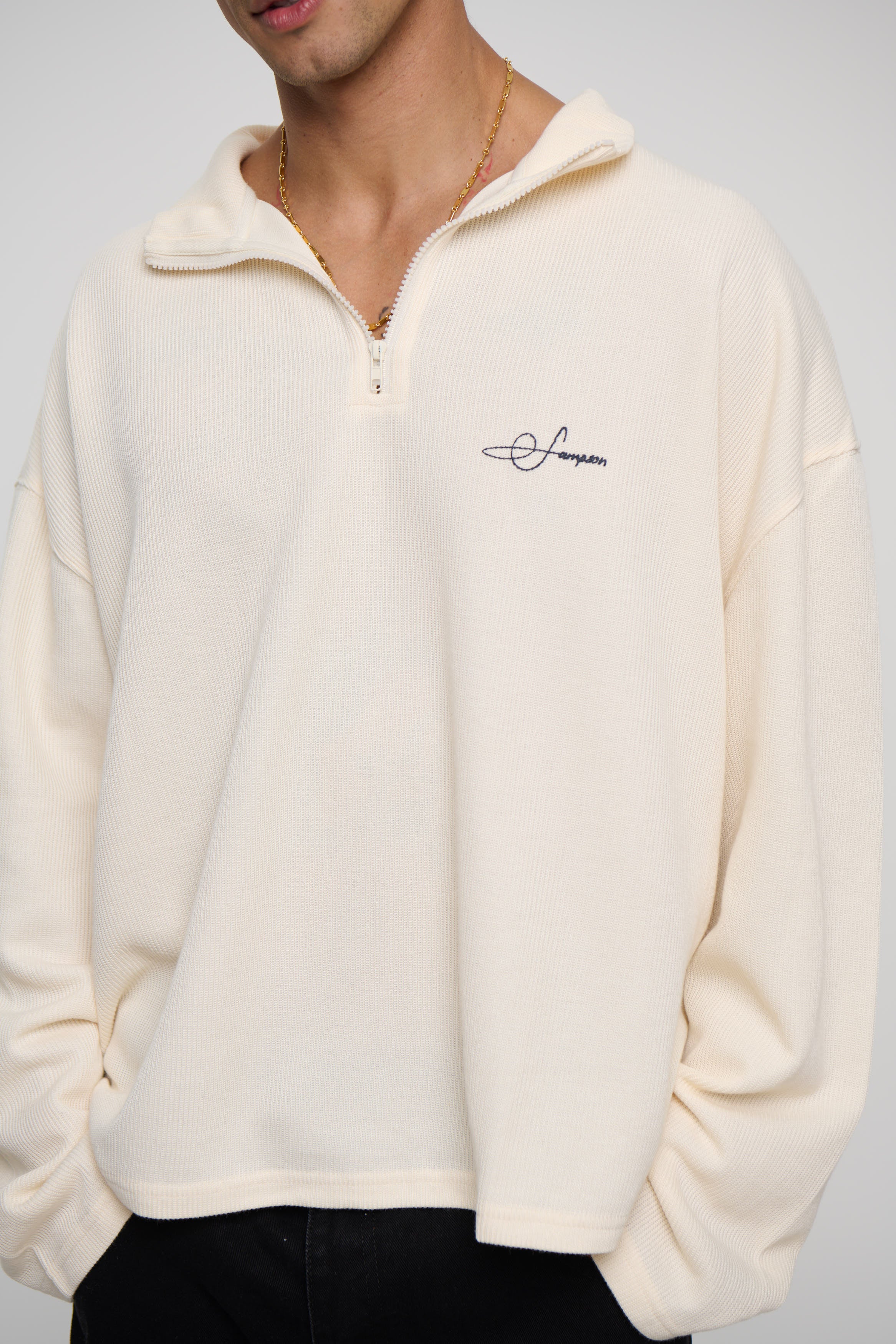 Sampson Half Zip Sweater Ivory