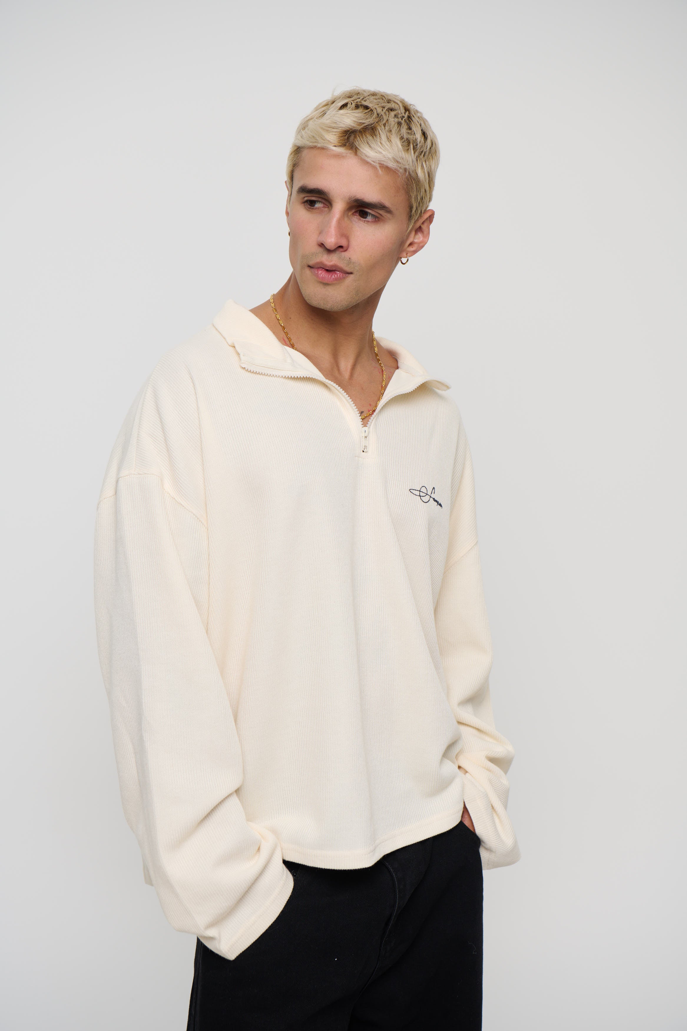 Sampson Half Zip Sweater Ivory