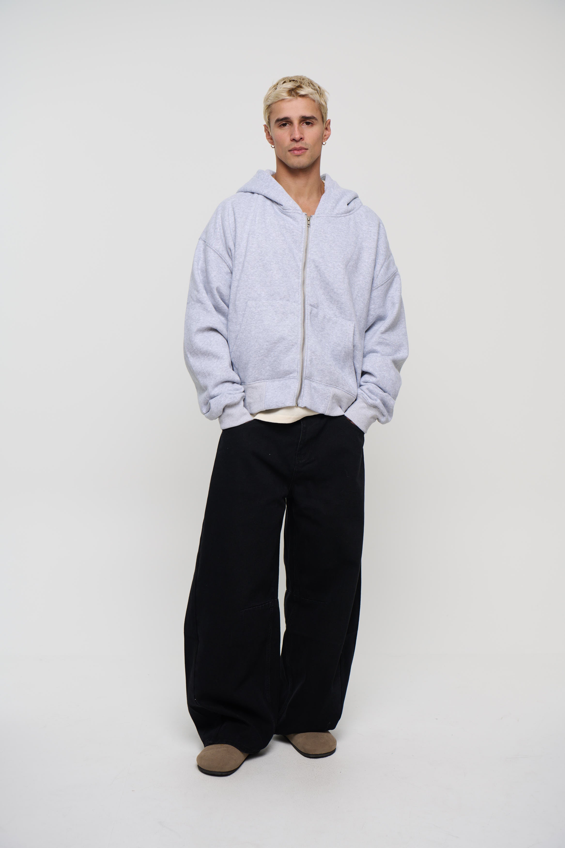 Roman Zip Hoodie Grey