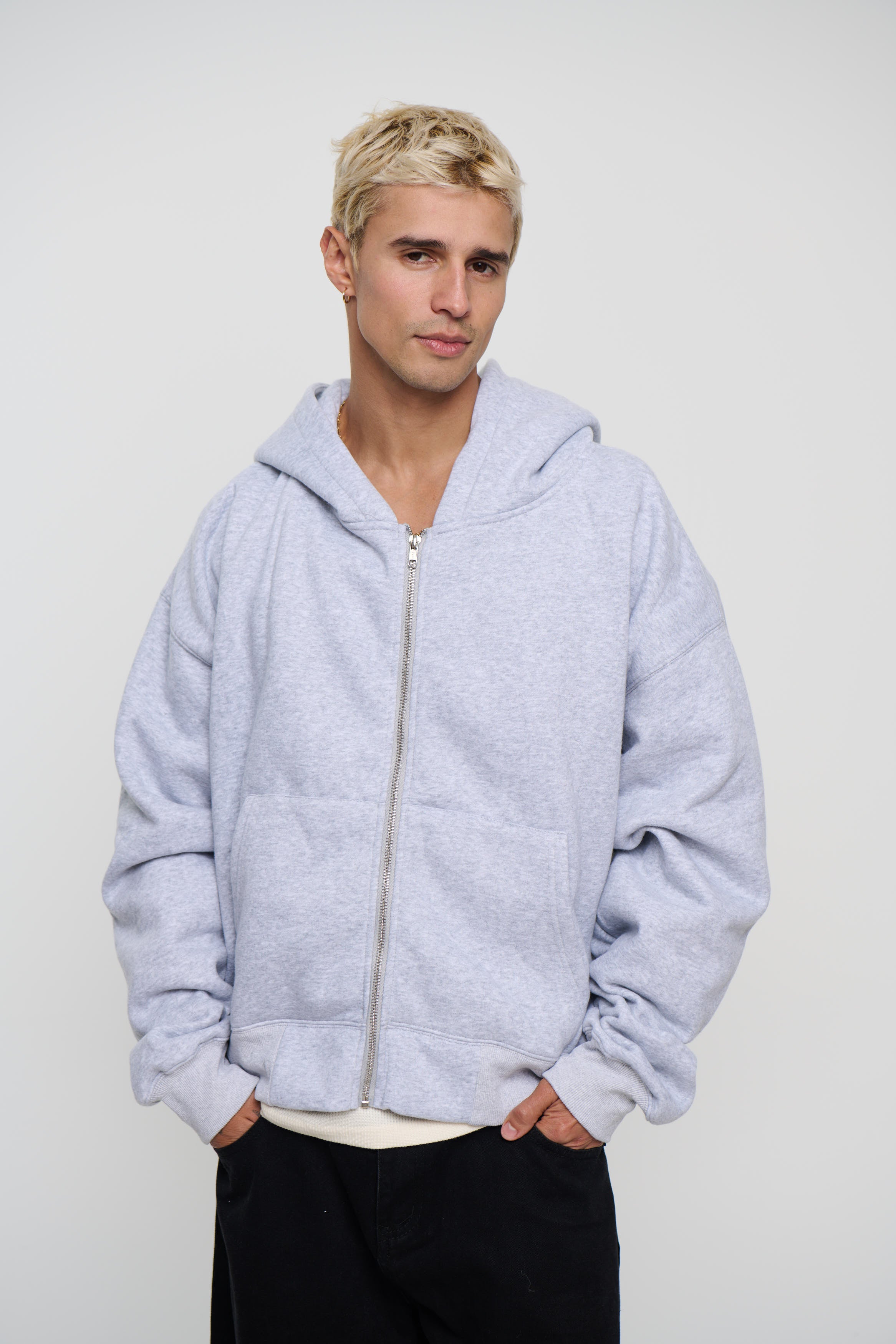 Roman Zip Hoodie Grey