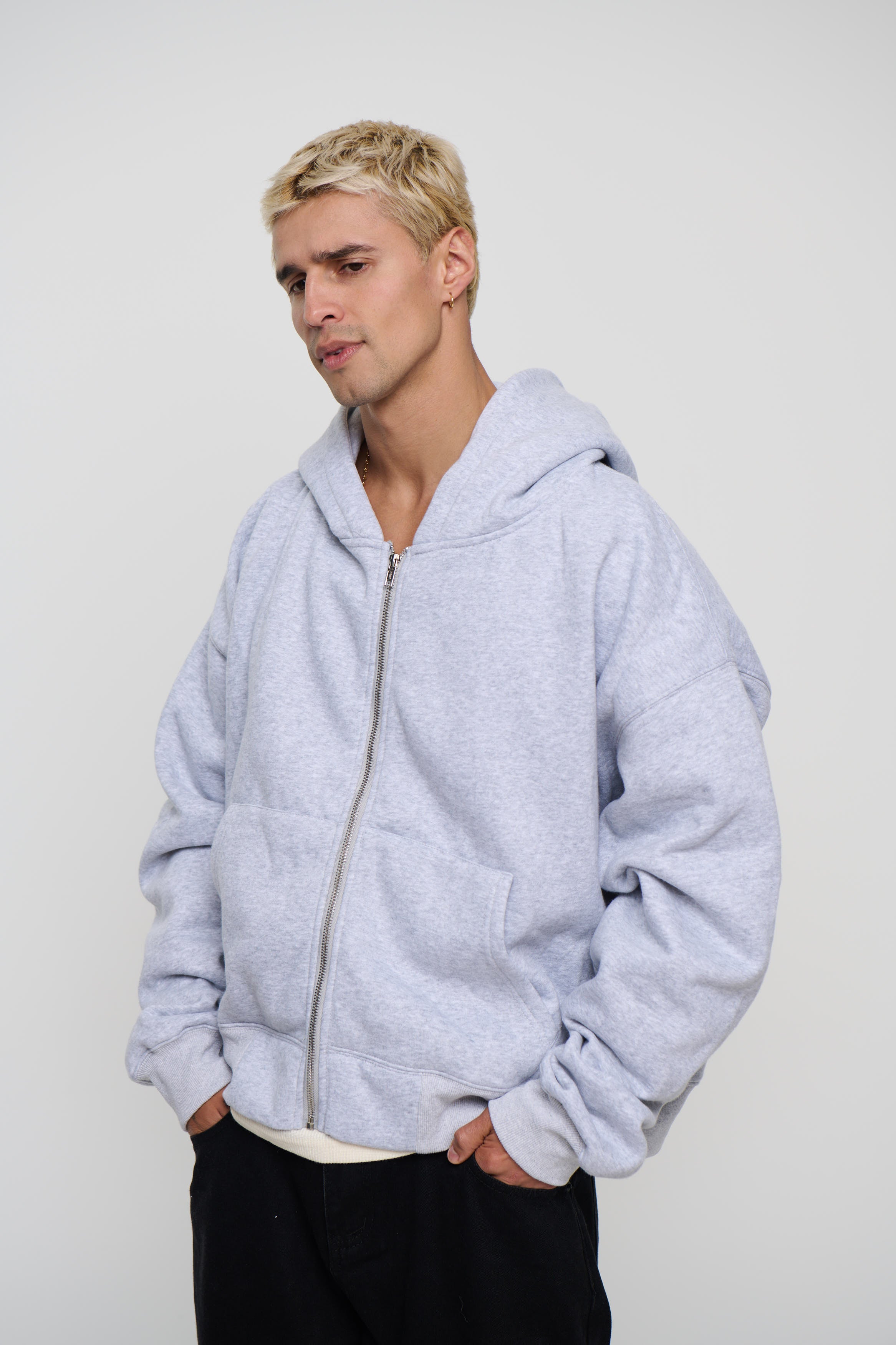 Roman Zip Hoodie Grey