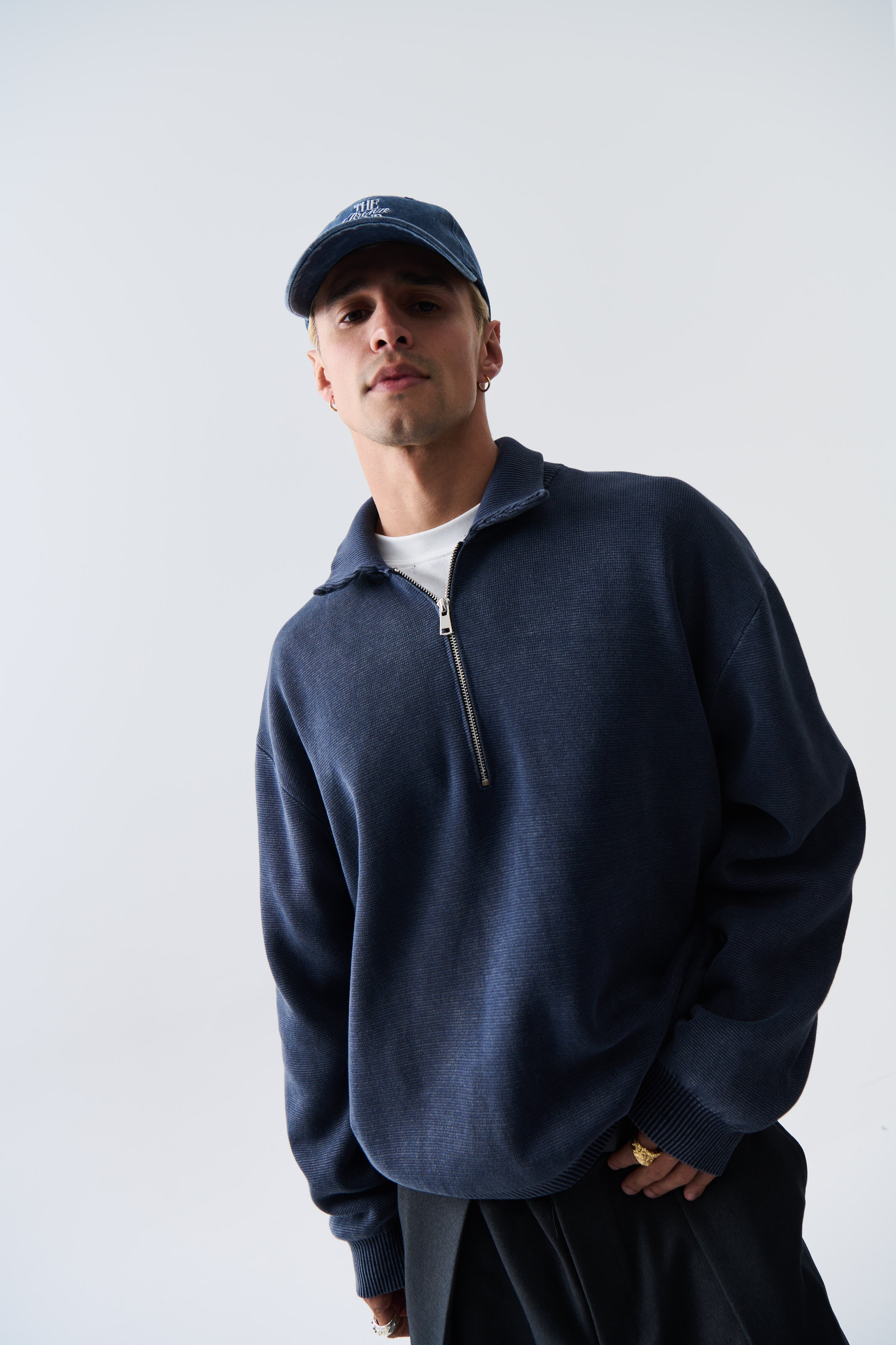 Calin Zip Up Knit Navy