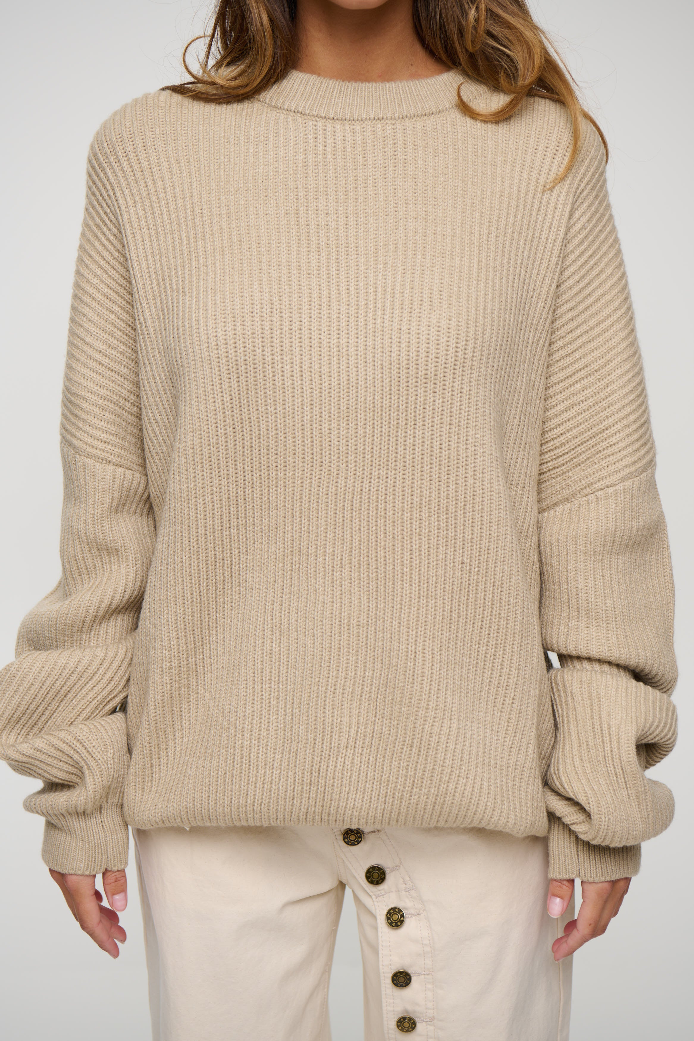 Unisex Drop Sleeve Heavy Knit Oat