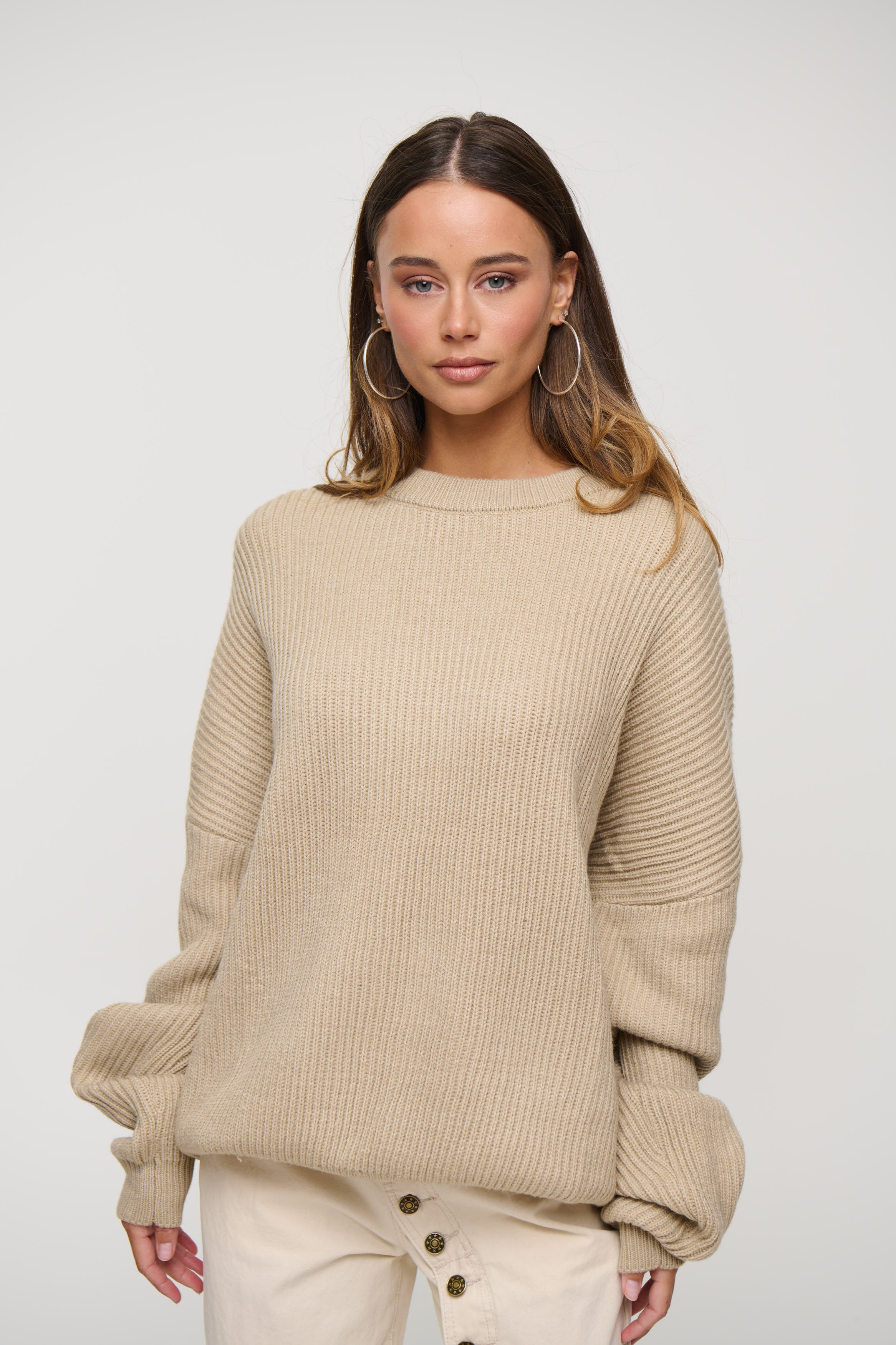 Unisex Drop Sleeve Heavy Knit Oat