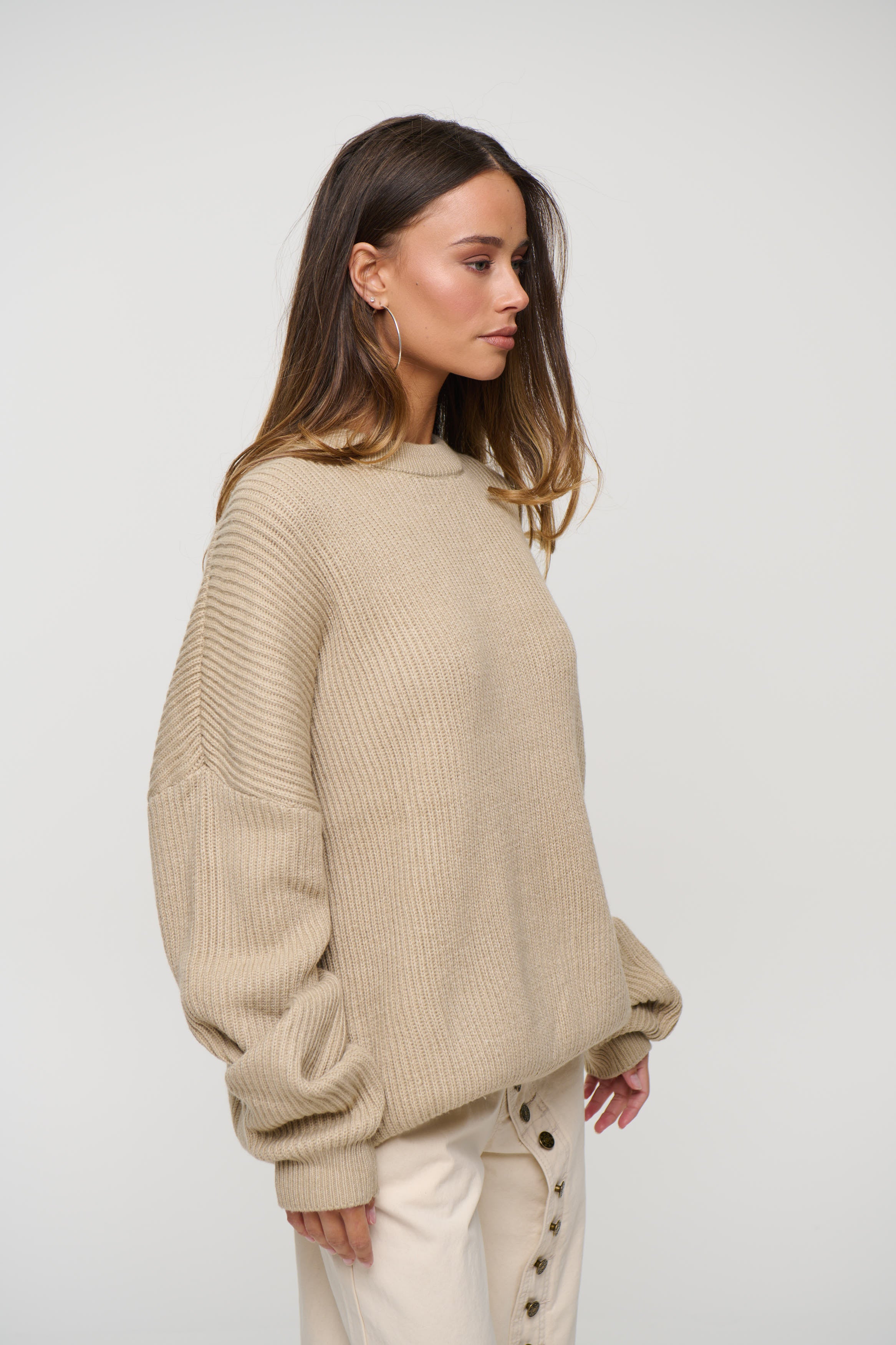 Unisex Drop Sleeve Heavy Knit Oat