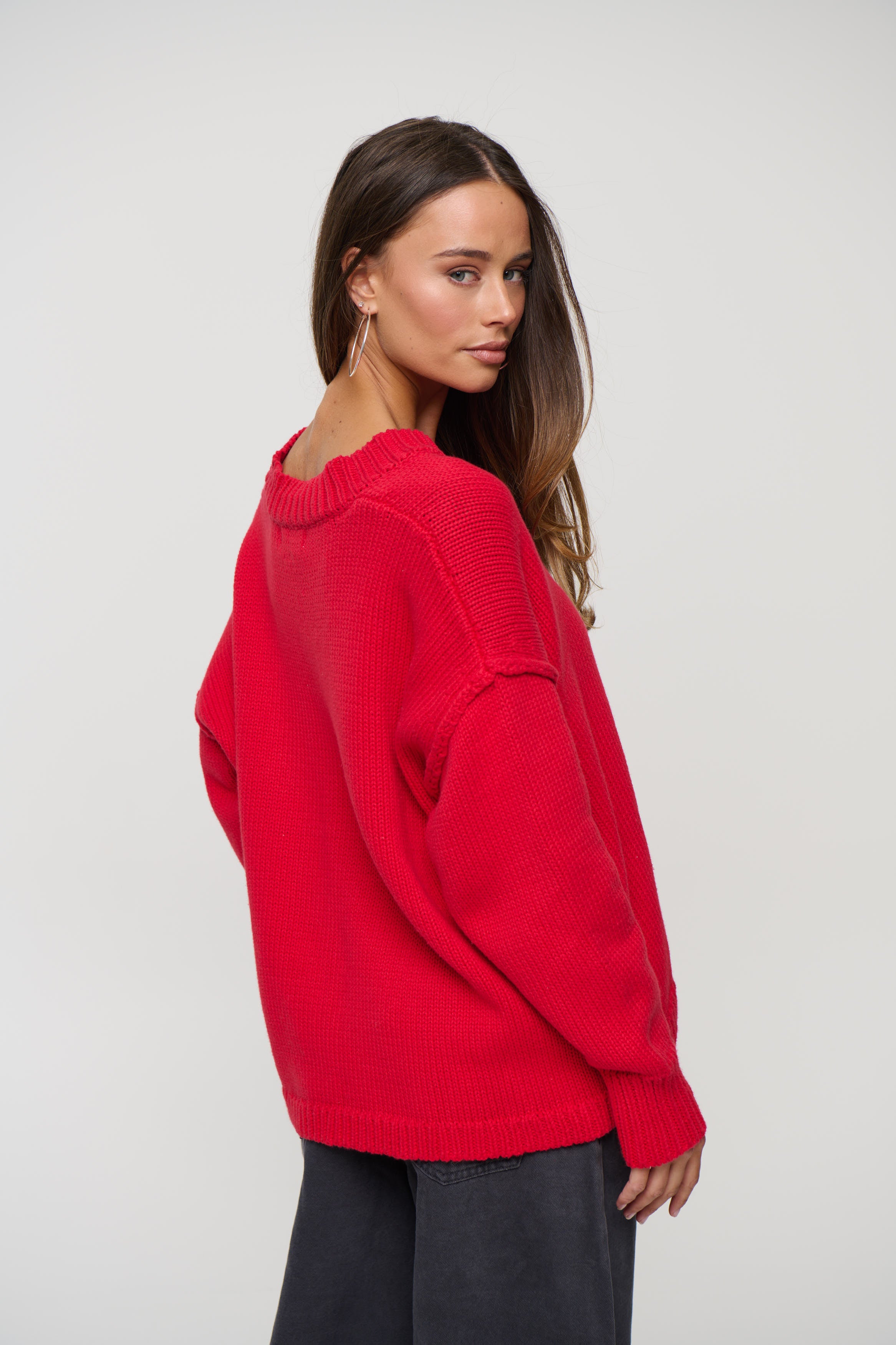 Willow V Neck Knit Cherry