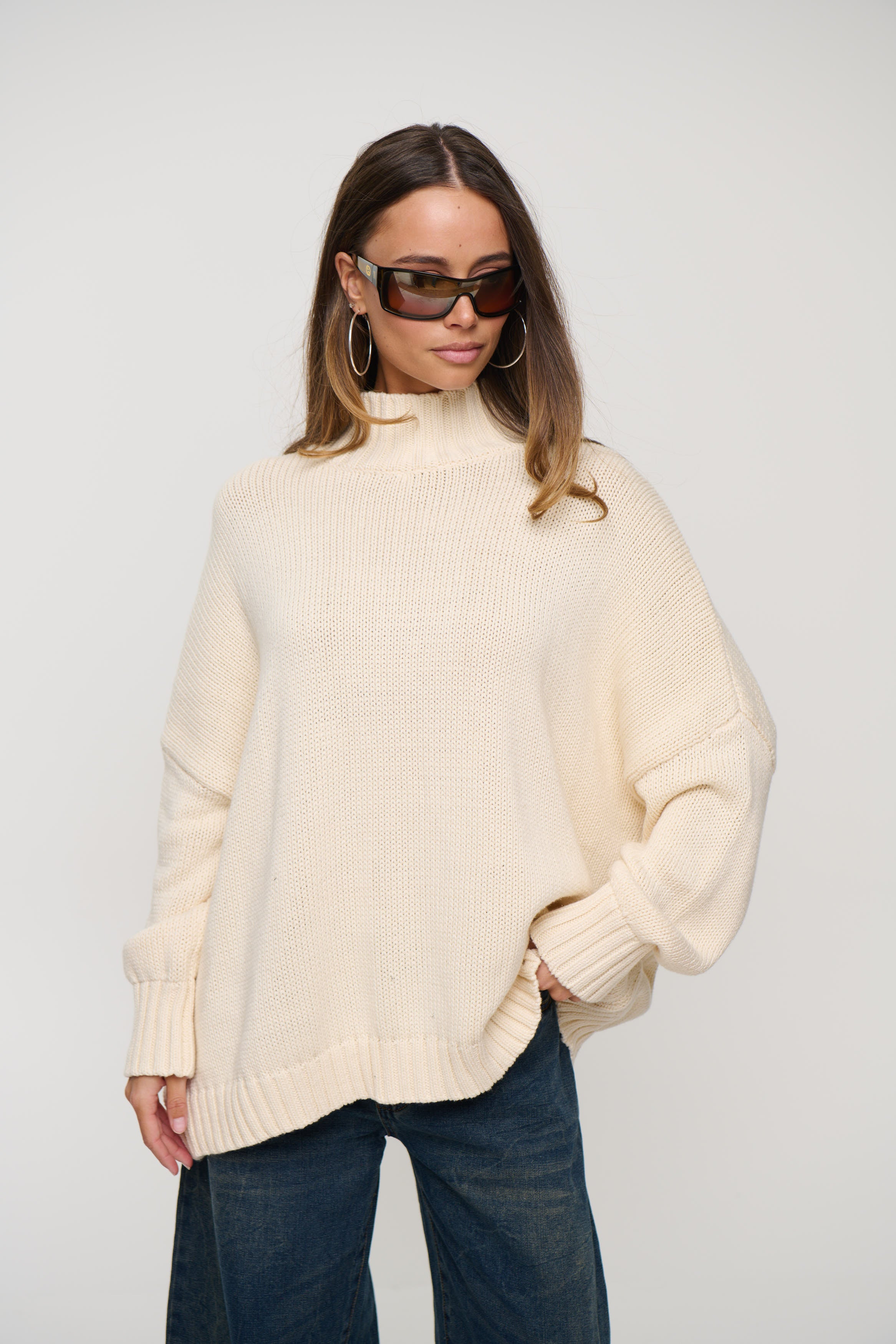 Layla Funnel Neck Knit Cream