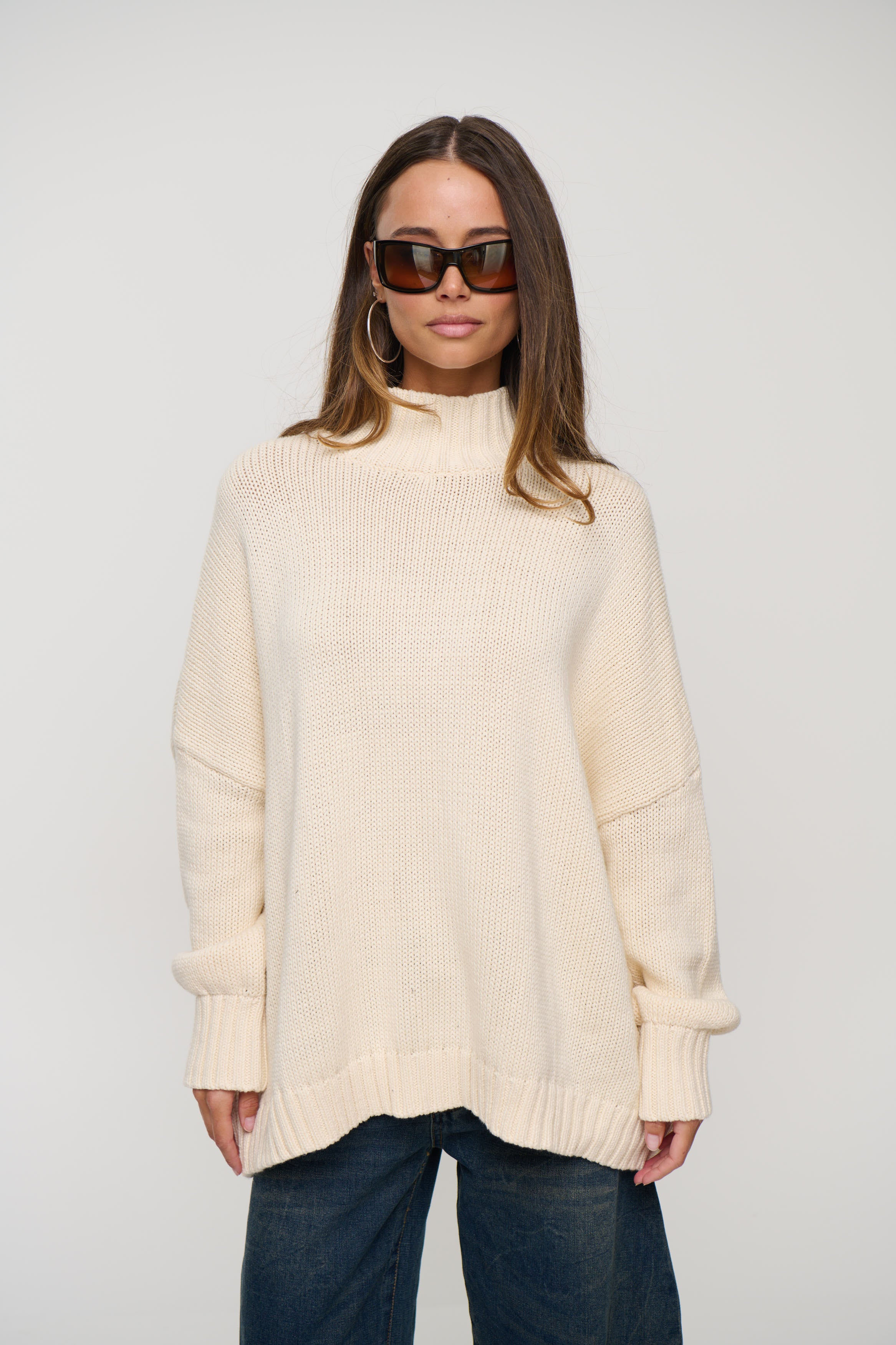 Layla Funnel Neck Knit Cream