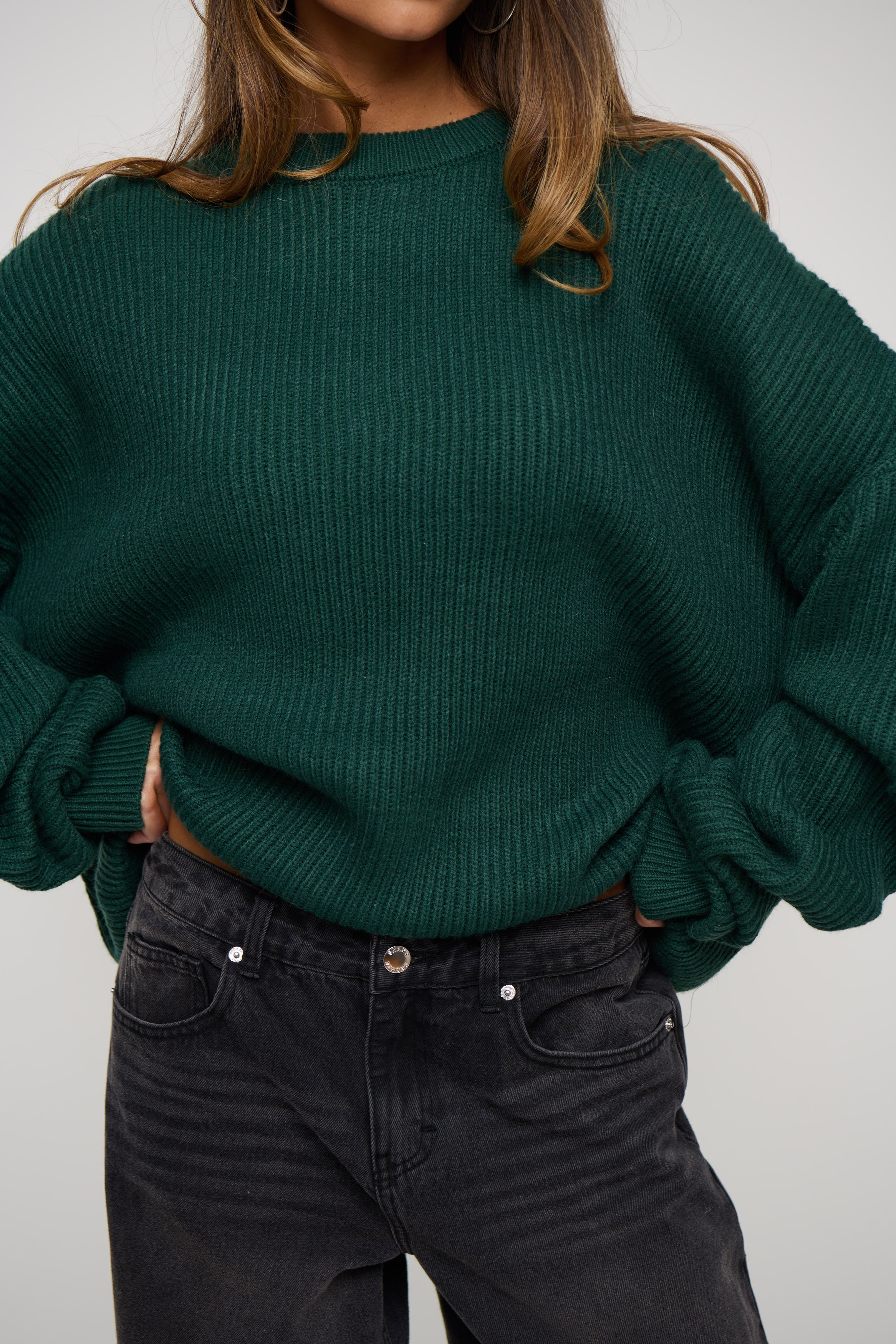 Unisex Drop Sleeve Heavy Knit Emerald